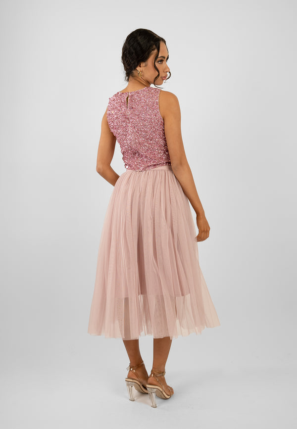 Cleo Pink Tulle Midi Skirt