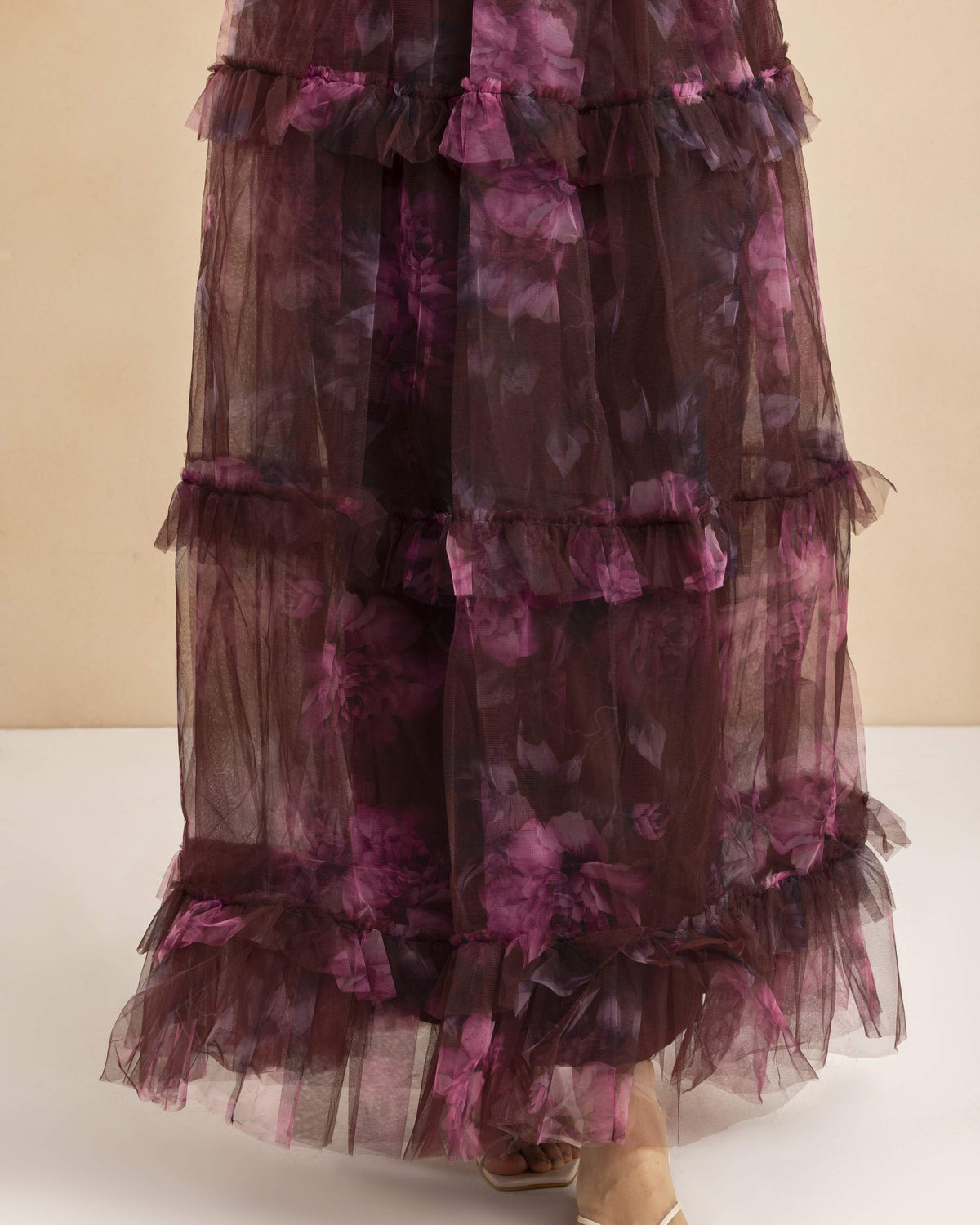 Quella Maxi Dress in Mocha Plum Print