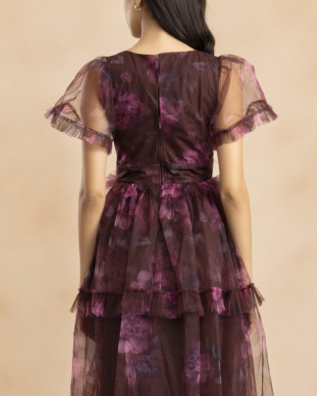 Quella Maxi Dress in Mocha Plum Print