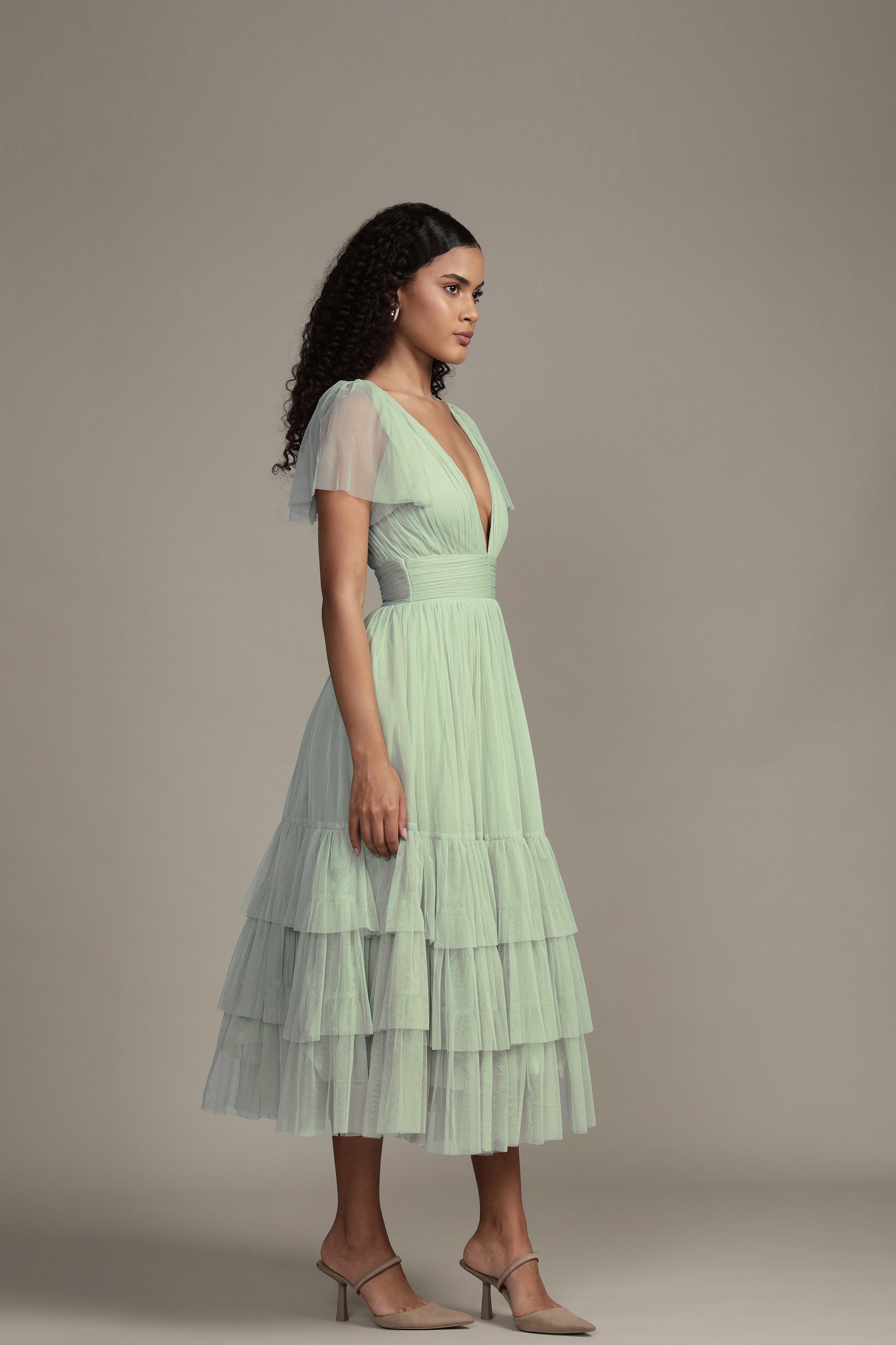 Madison Sage Green Tulle Bridesmaid Midi Dress Madison Sage Green Tulle Bridesmaid Midi Dress