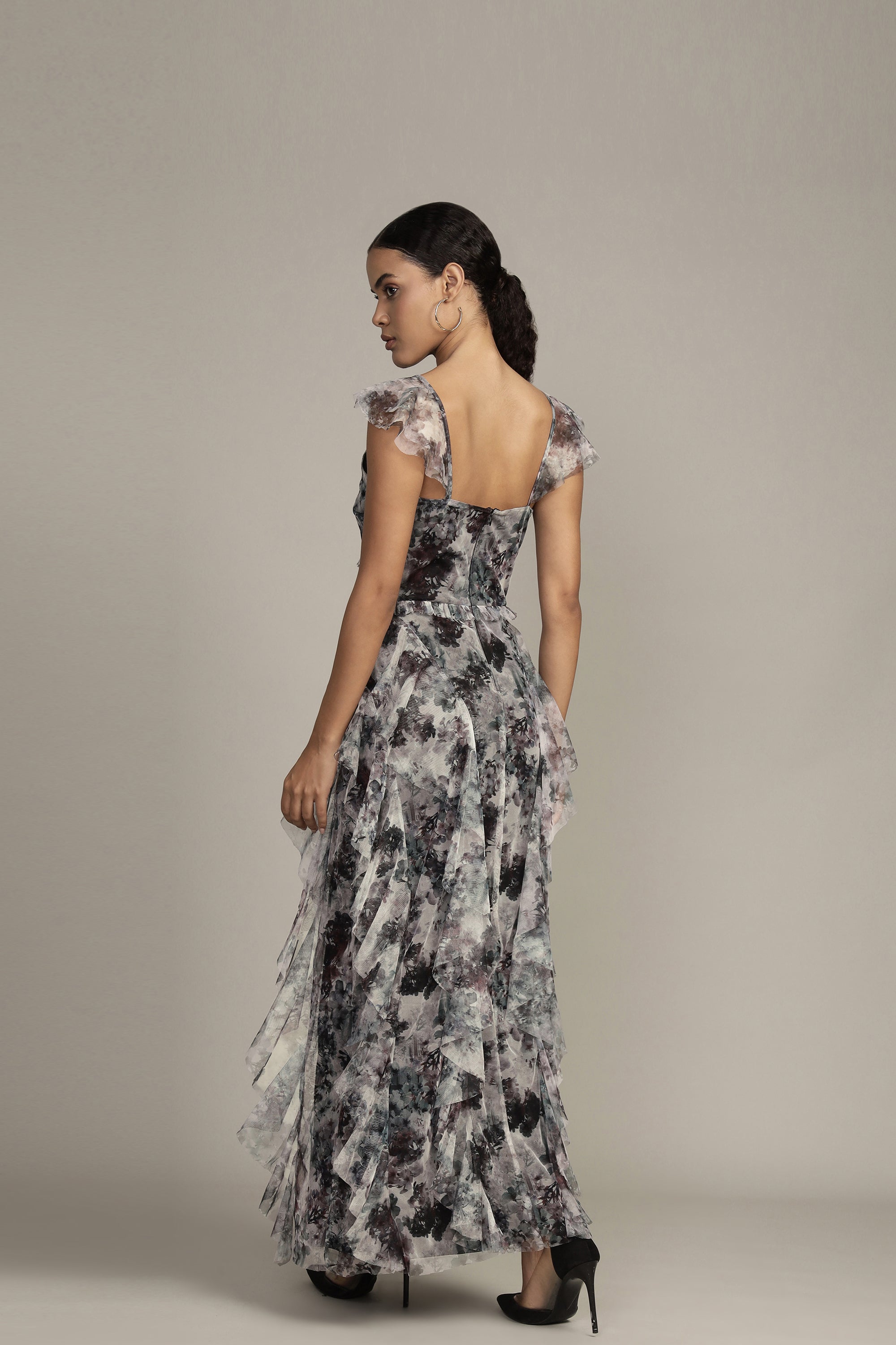 knee length dresses for ladies Malin Maxi Dress in Black and White Floral – Lace & Beads