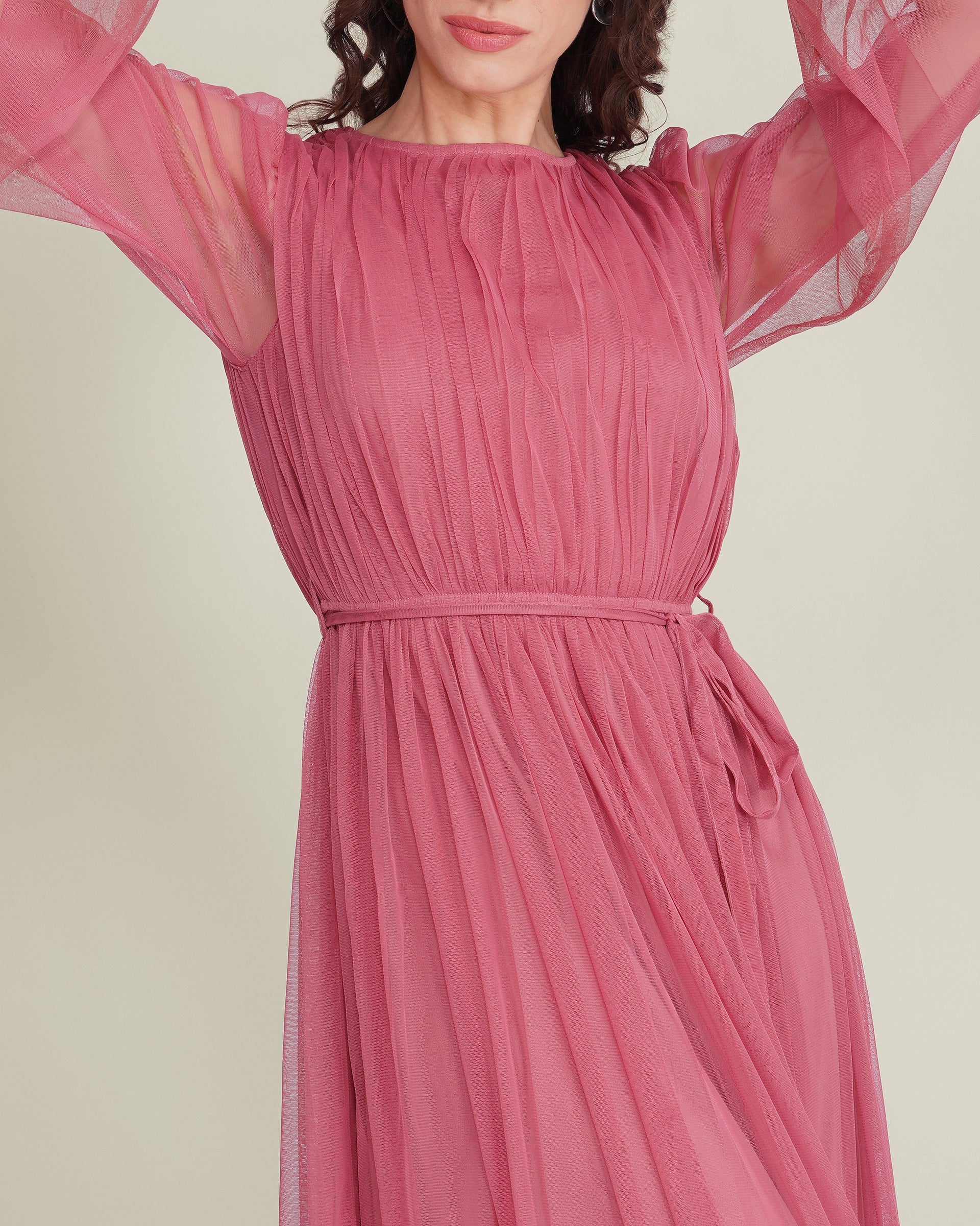 Rebecca Tulle Maxi Dress in Dusty Rose