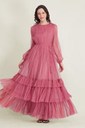 Rebecca Tulle Maxi Dress in Dusty Rose
