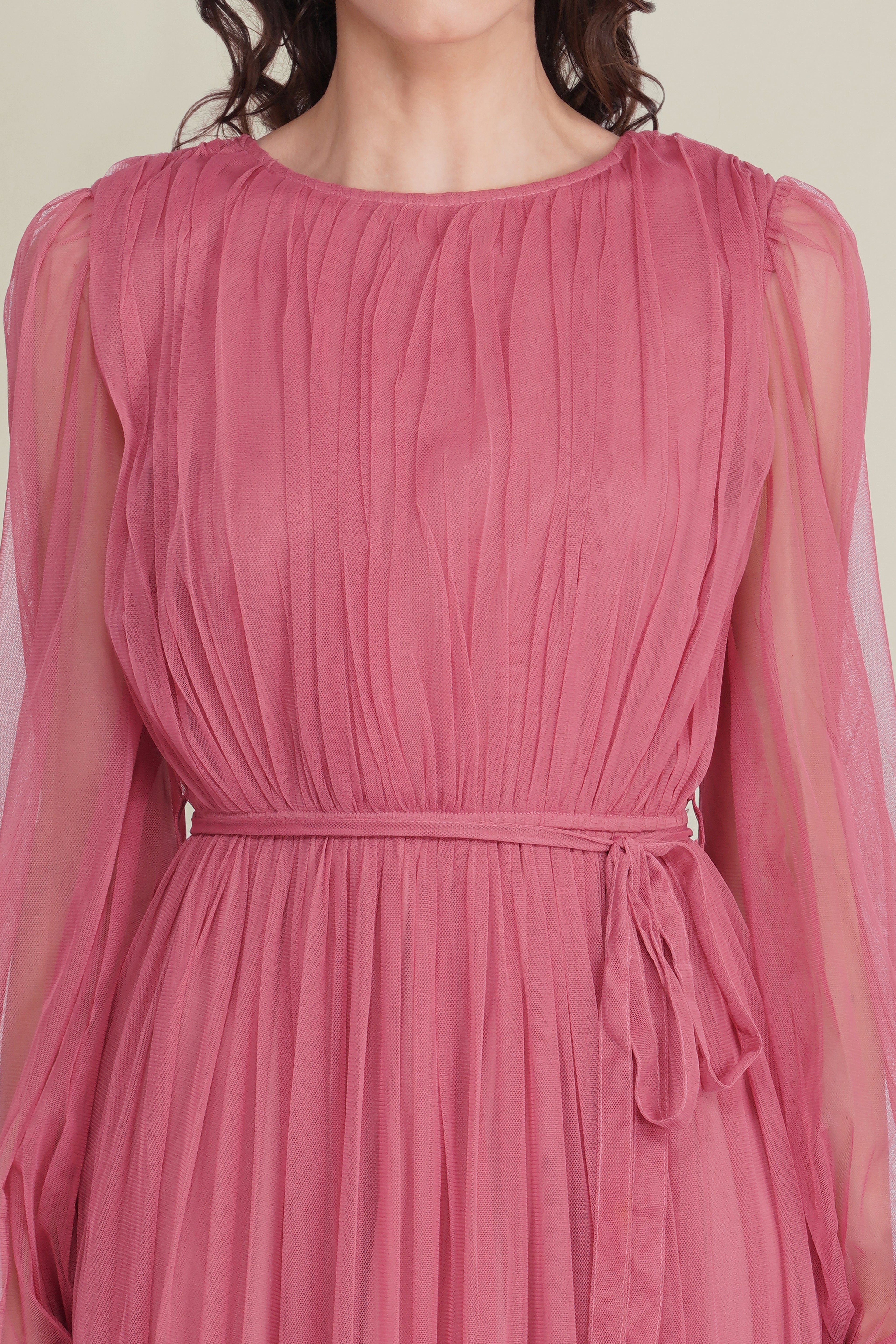 Rebecca Tulle Maxi Dress in Dusty Rose