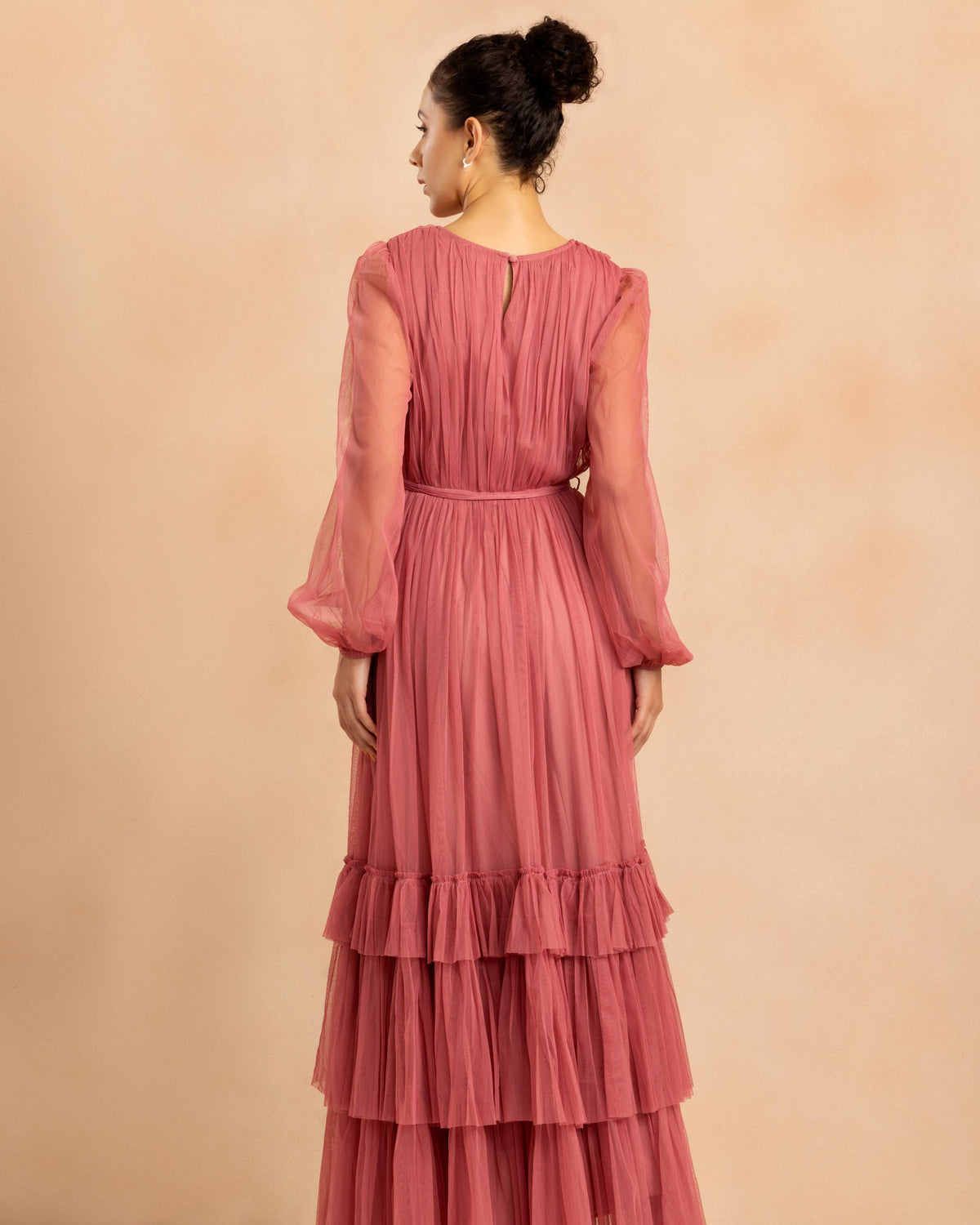 Rebecca Tulle Maxi Dress in Dusty Rose