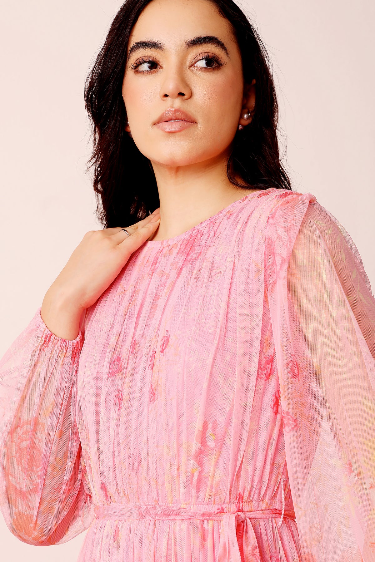 Rebecca Maxi Dress in Pink Floral – Lace & Beads