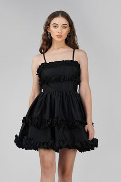 Rhiann Black Taffeta Mini Dress