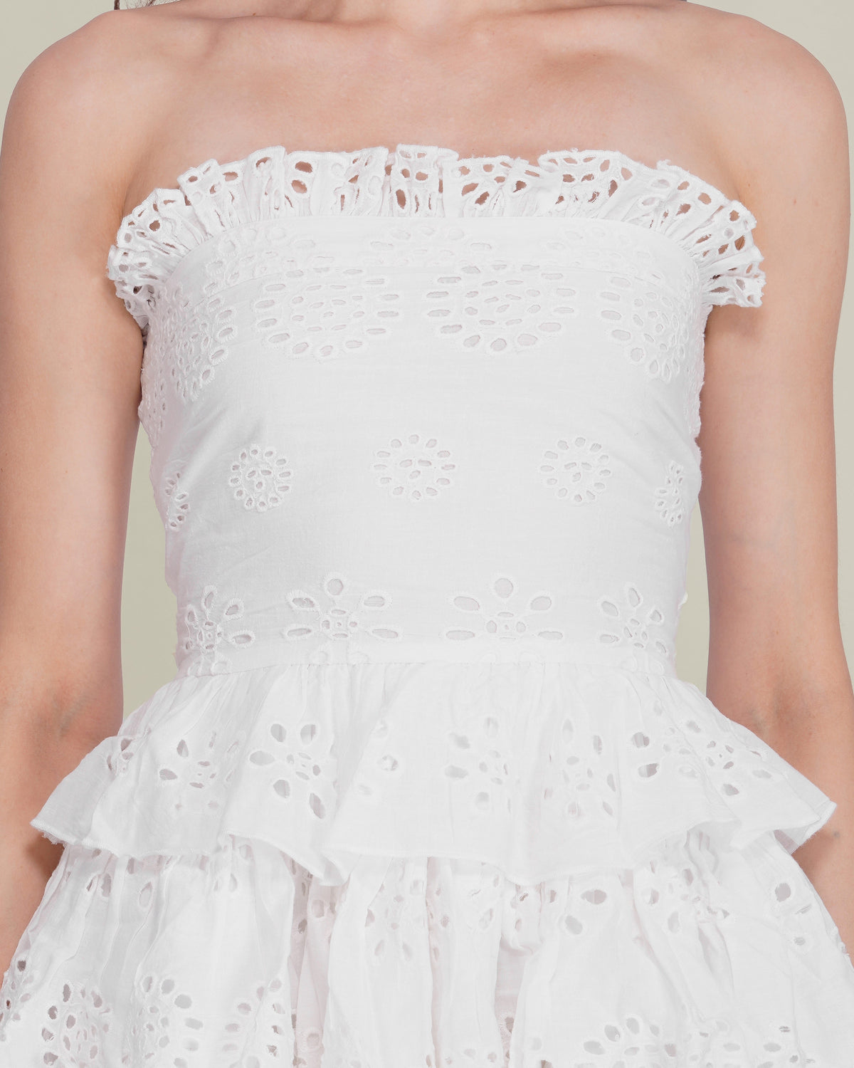 Roisin Cotton Broderie Mini Dress in White