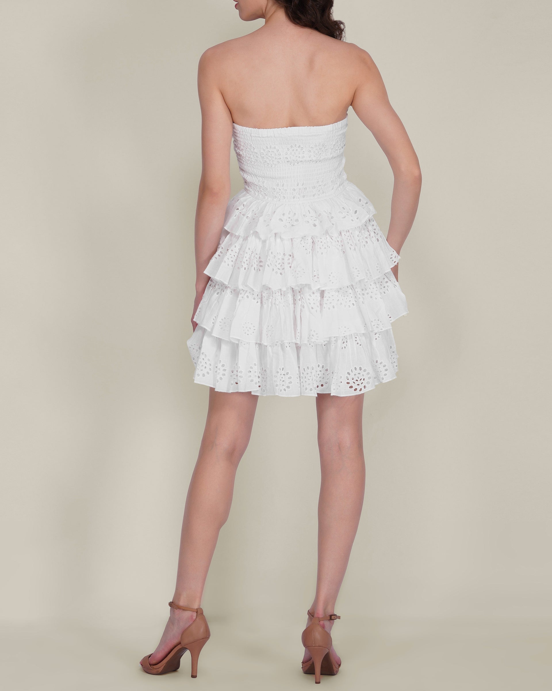 Roisin Cotton Broderie Mini Dress in White