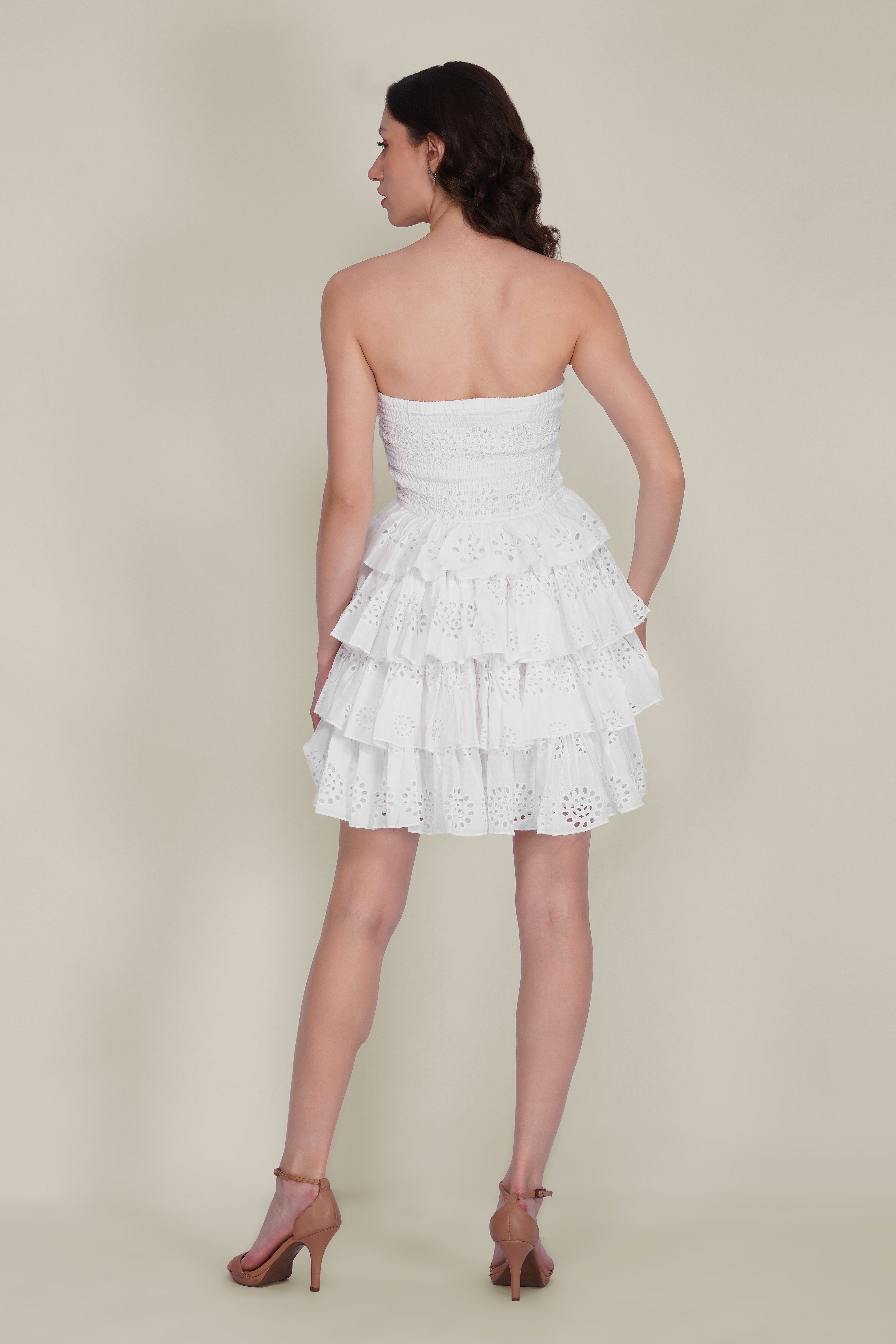 Roisin Cotton Broderie Mini Dress in White