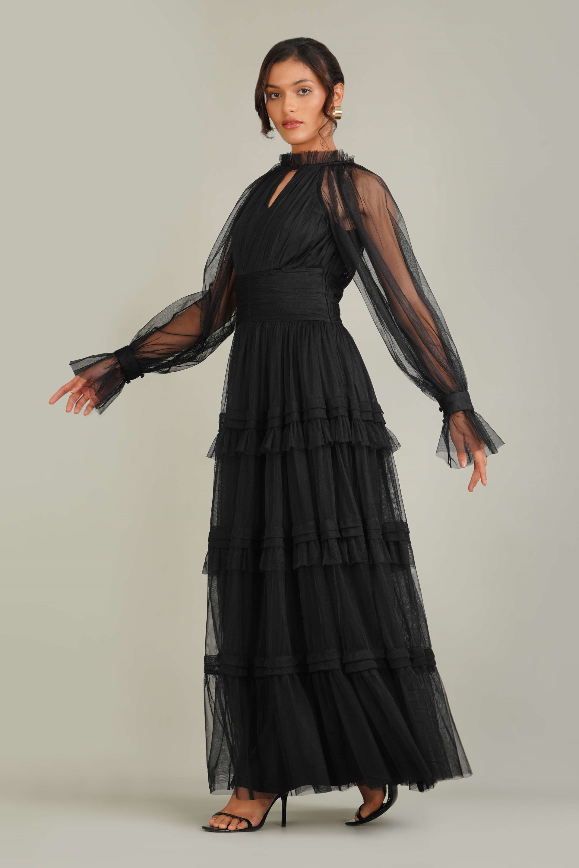 Rosalia Tulle Maxi Dress in Black