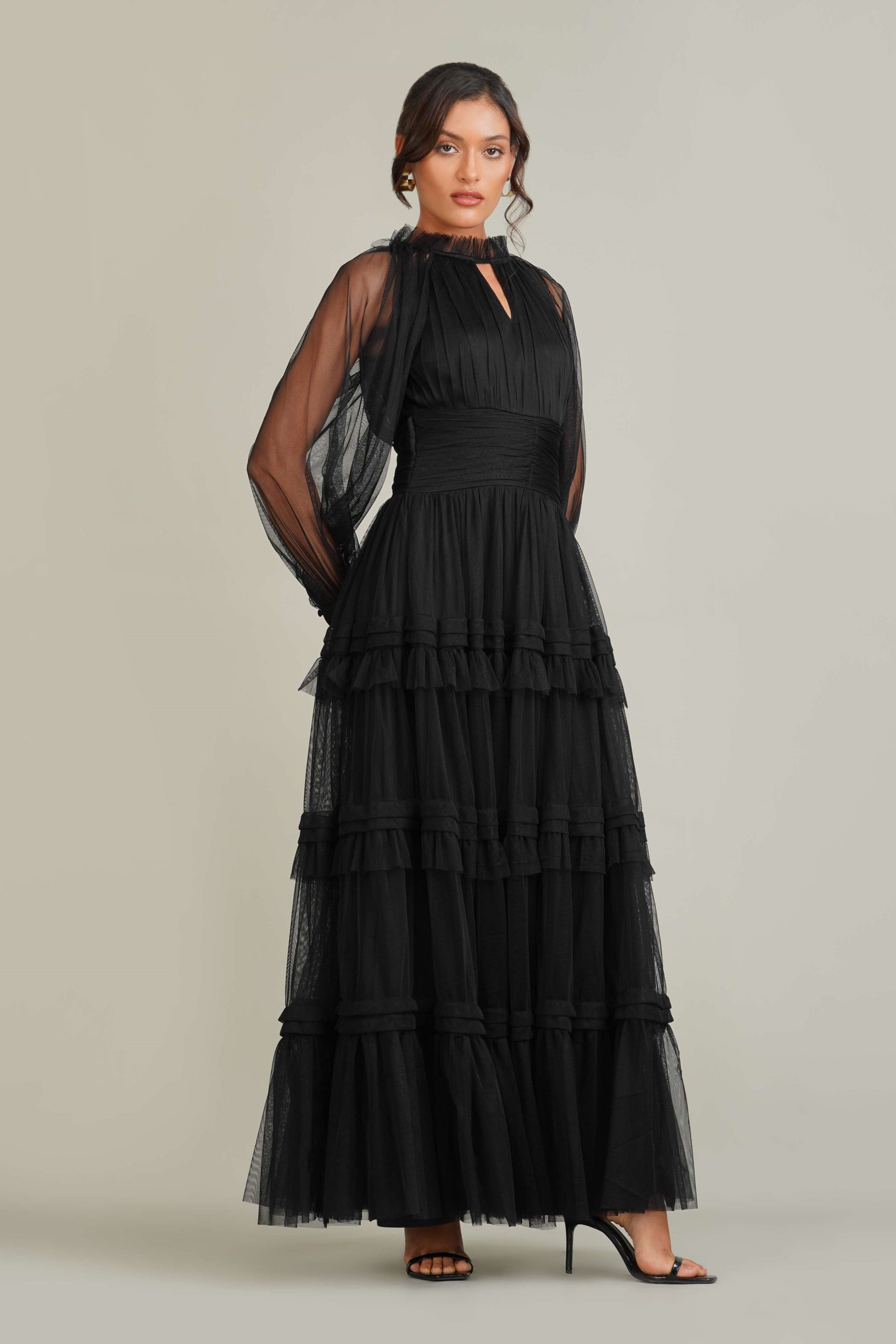 Rosalia Tulle Maxi Dress in Black