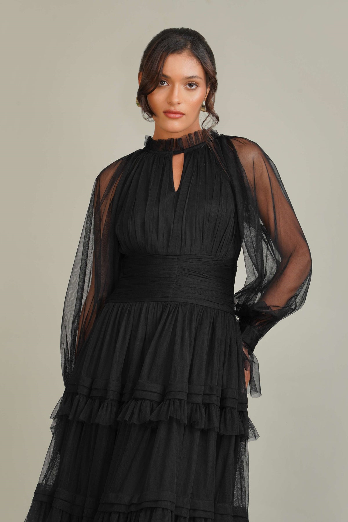 Keeva Grey Bridesmaid Maxi Dress – Lace & Beads