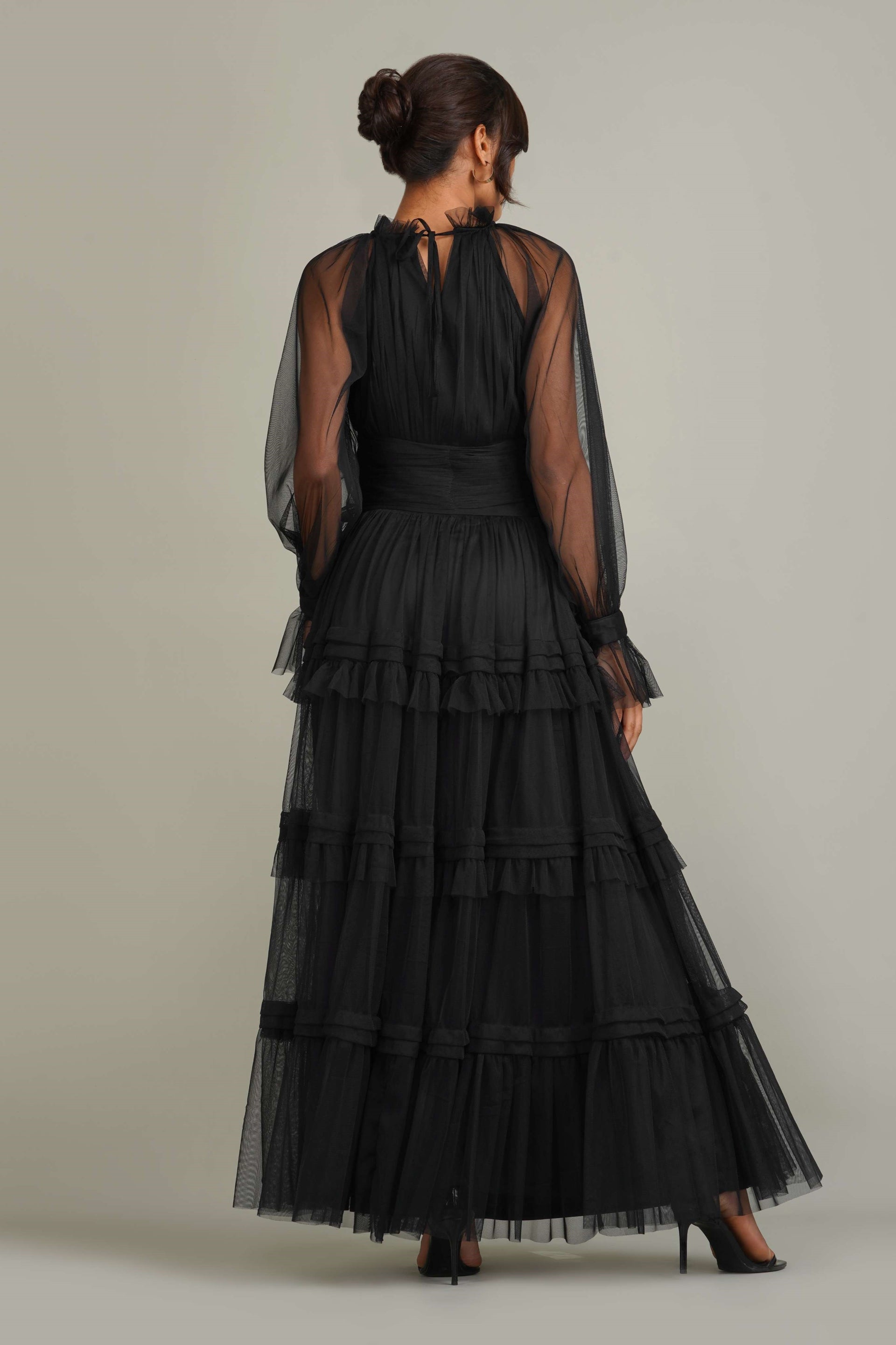 Rosalia Tulle Maxi Dress in Black