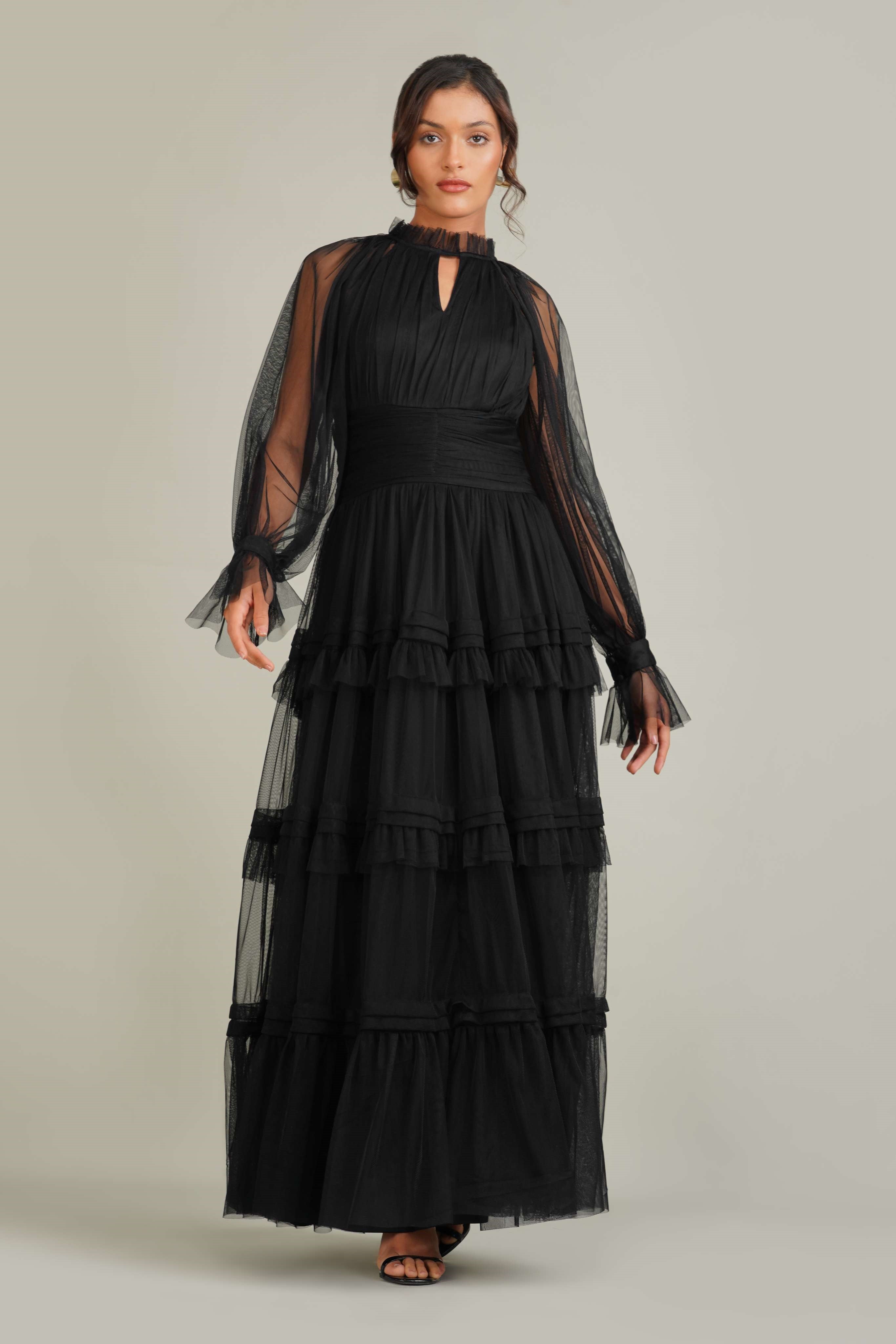 Rosalia Tulle Maxi Dress in Black