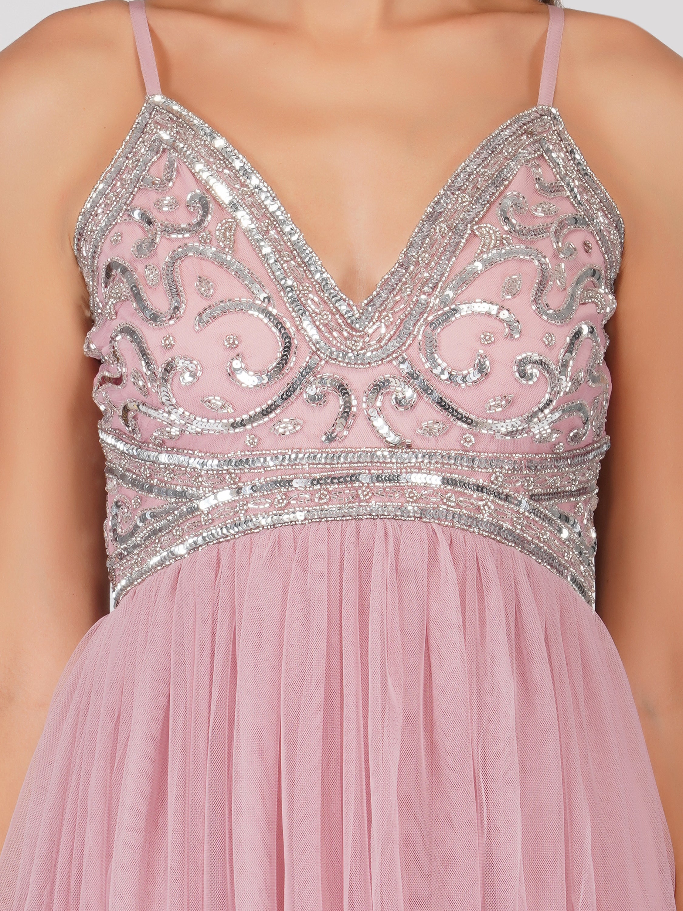 Ruhi Embellished Midi Dress in Mauve