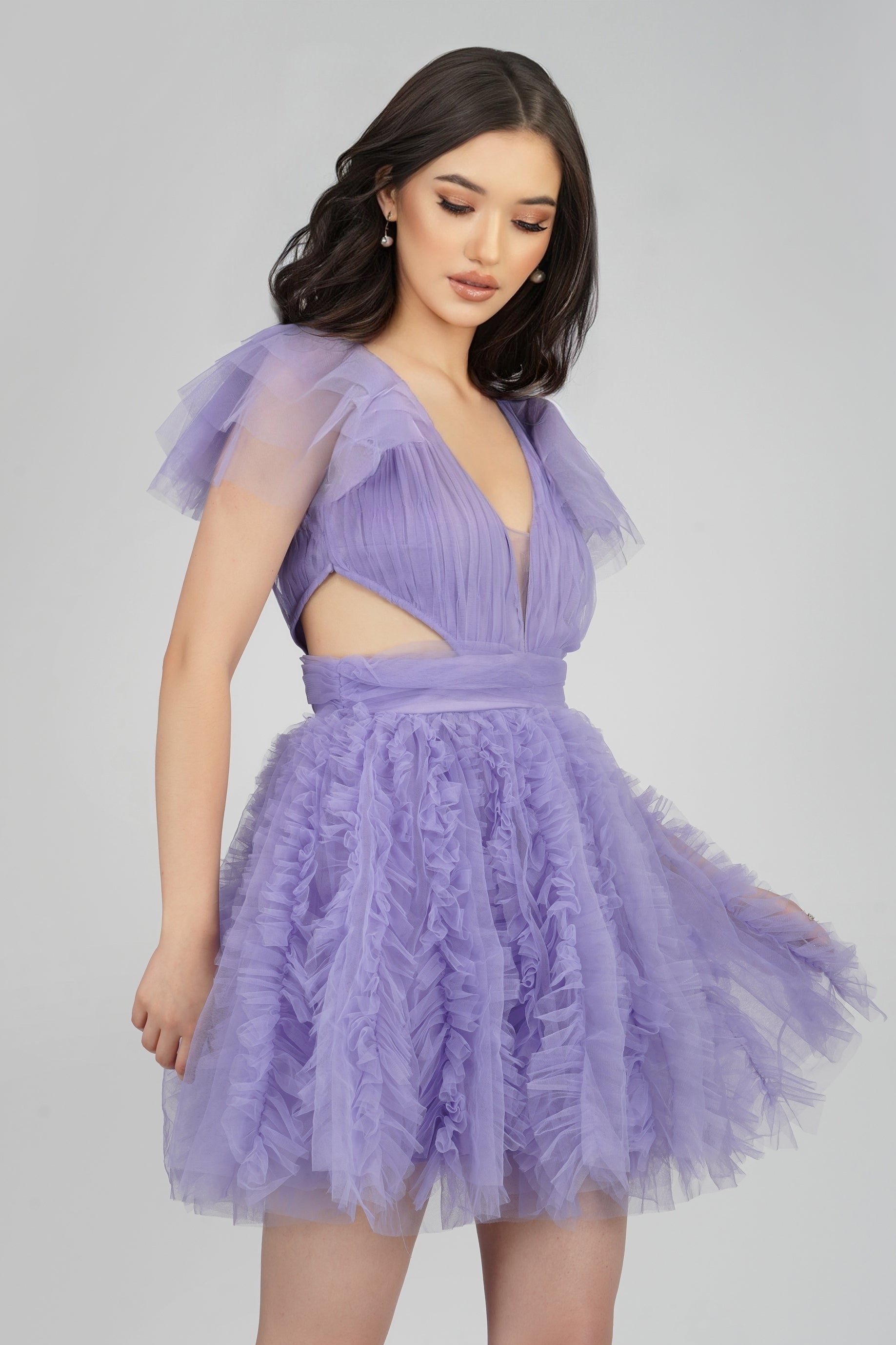 Sage Purple Tulle Mini Dress
