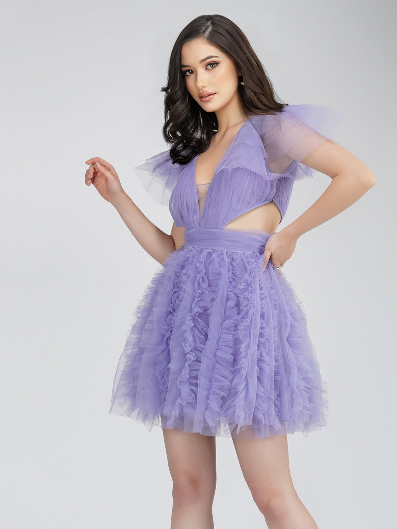 Sage Purple Tulle Mini Dress