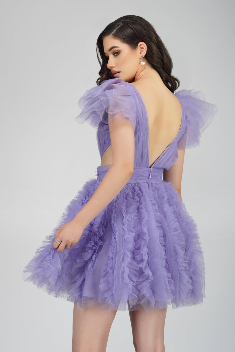 Sage Purple Tulle Mini Dress