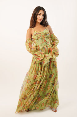 Saylor Green Printed Maxi Dress