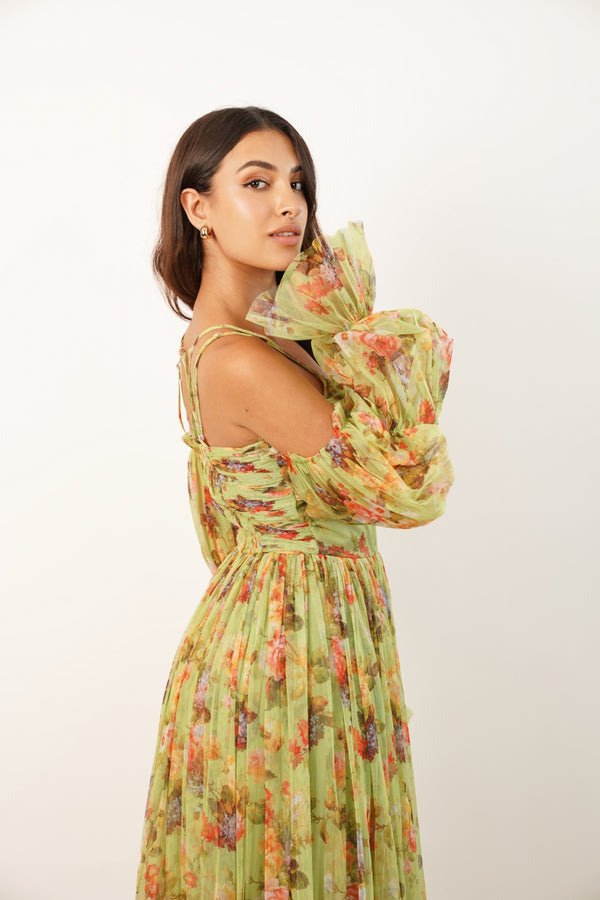 Saylor Green Printed Maxi Dress