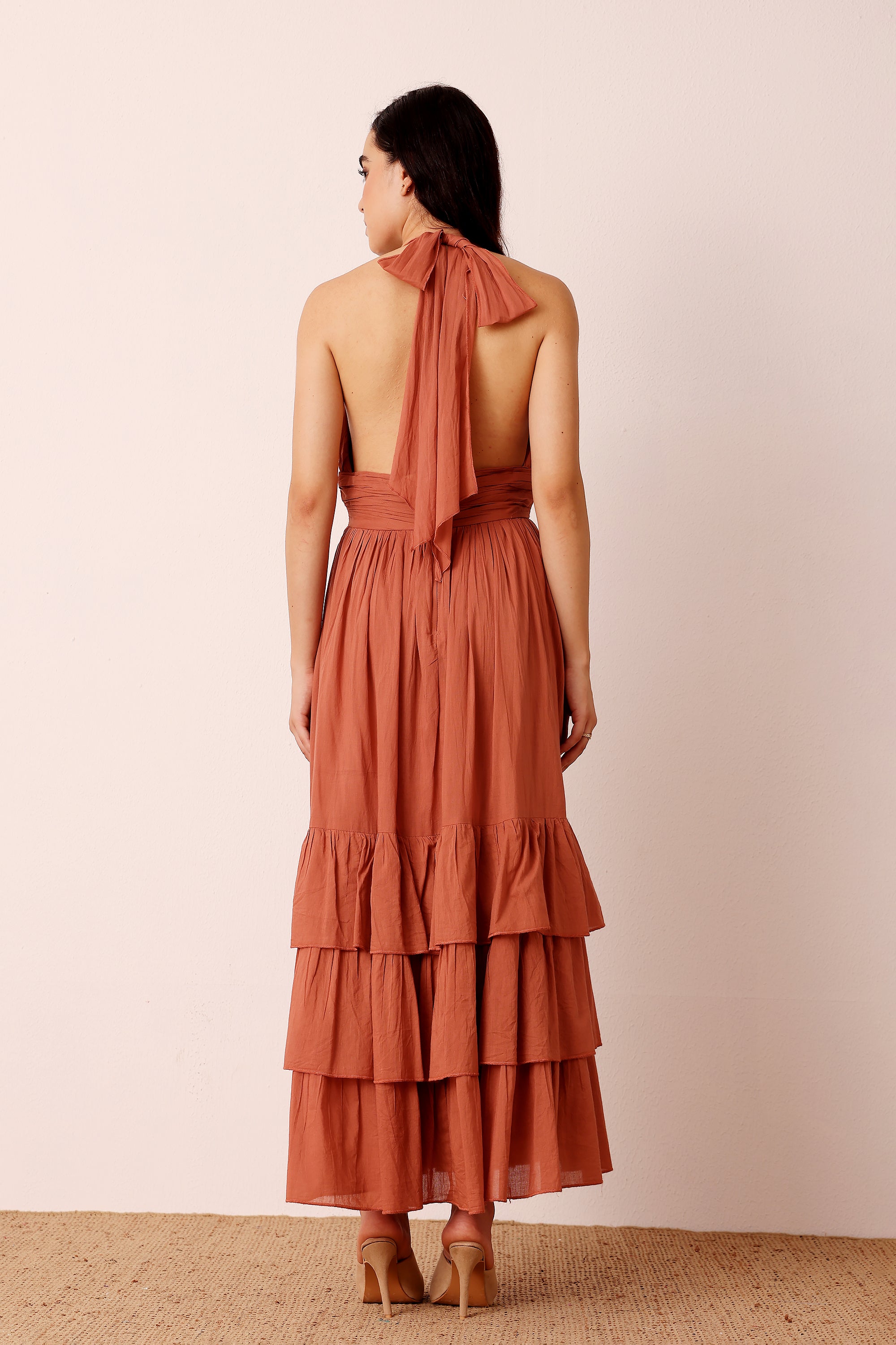 Selena Cotton Midaxi in Terracotta Rose