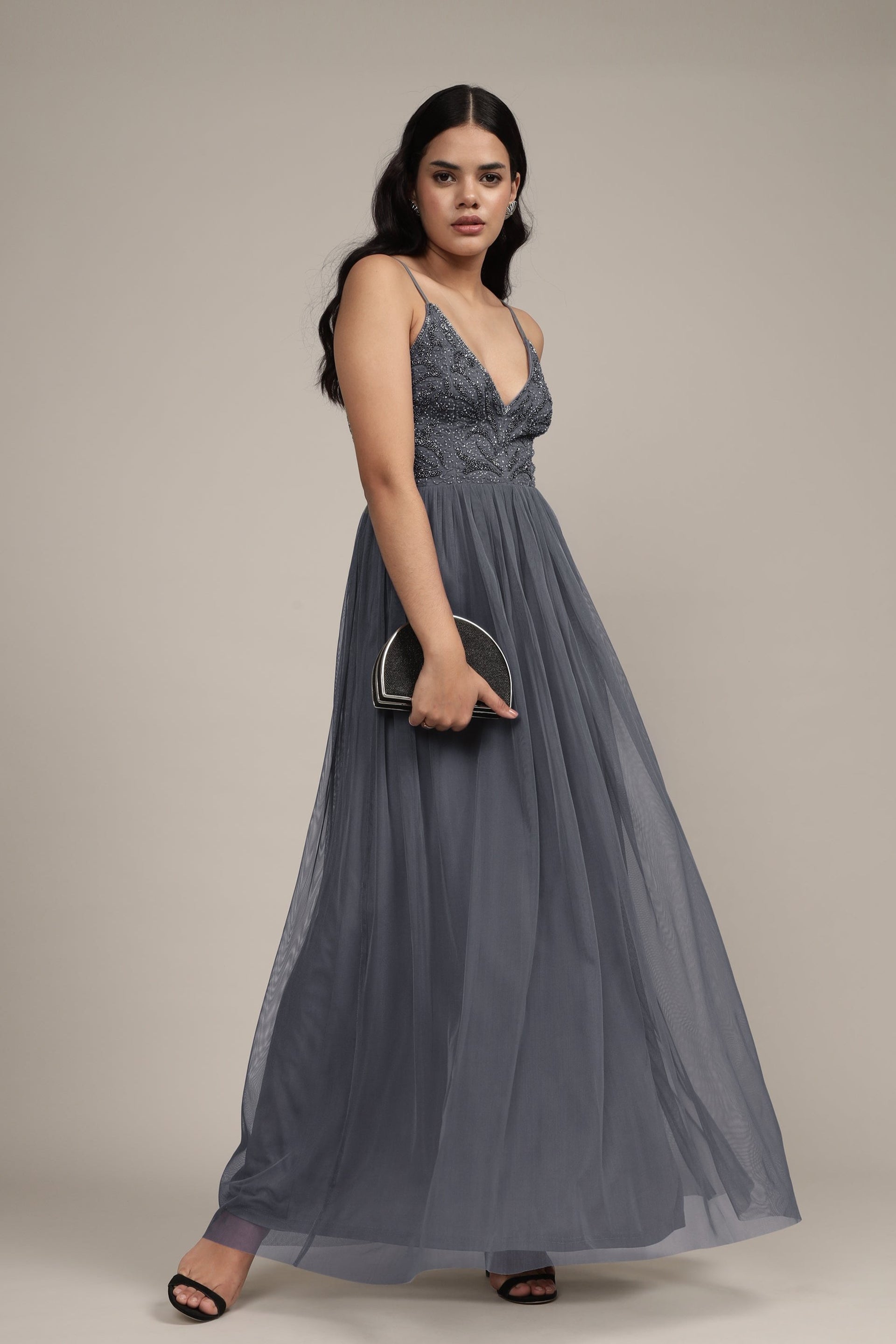 Seraphina Embellished Maxi Dress in Grey Lace & Beads Seraphina Embellished Maxi Dress in Grey Lace & Beads
