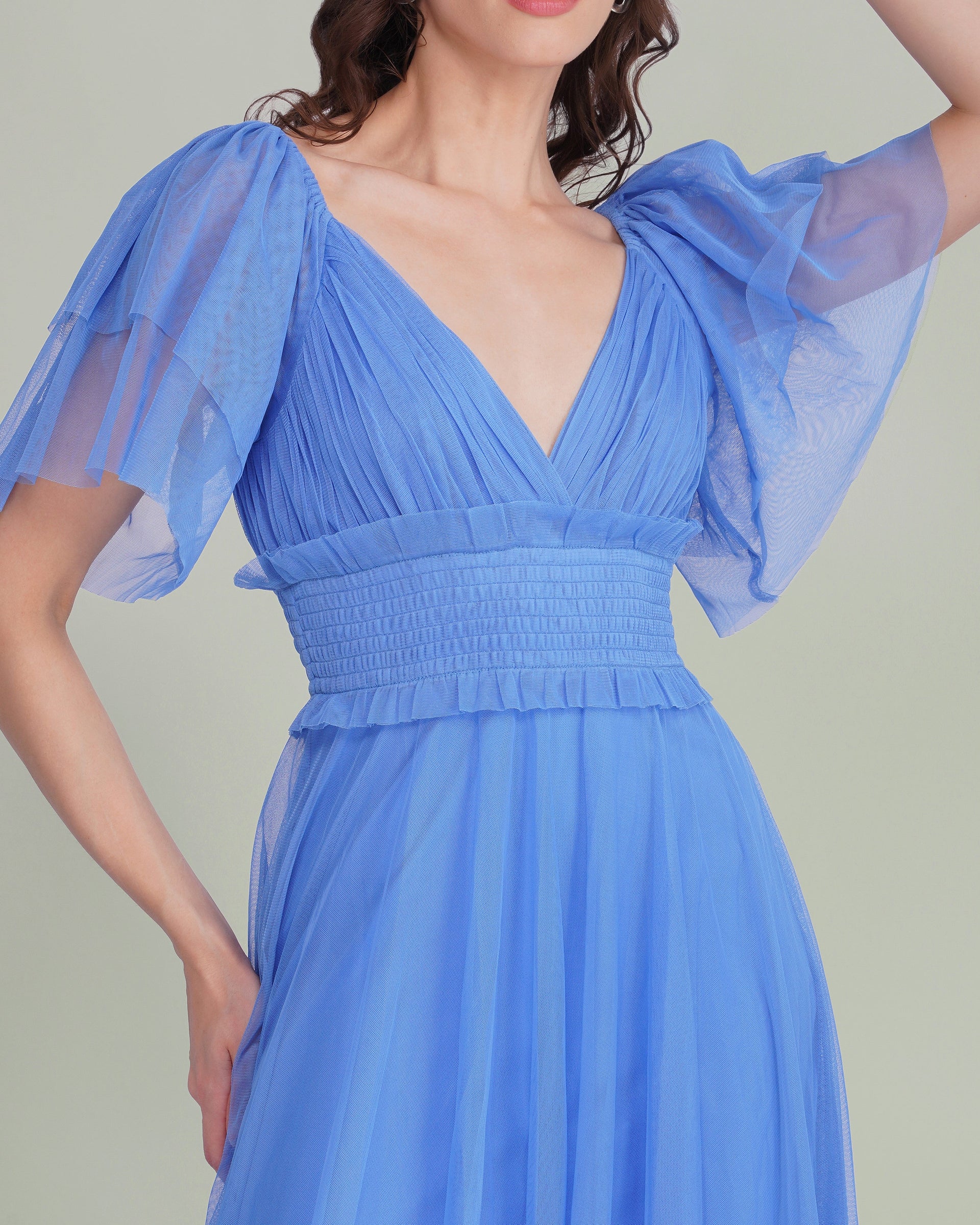 Shelby Tulle Maxi Dress in Marina Blue