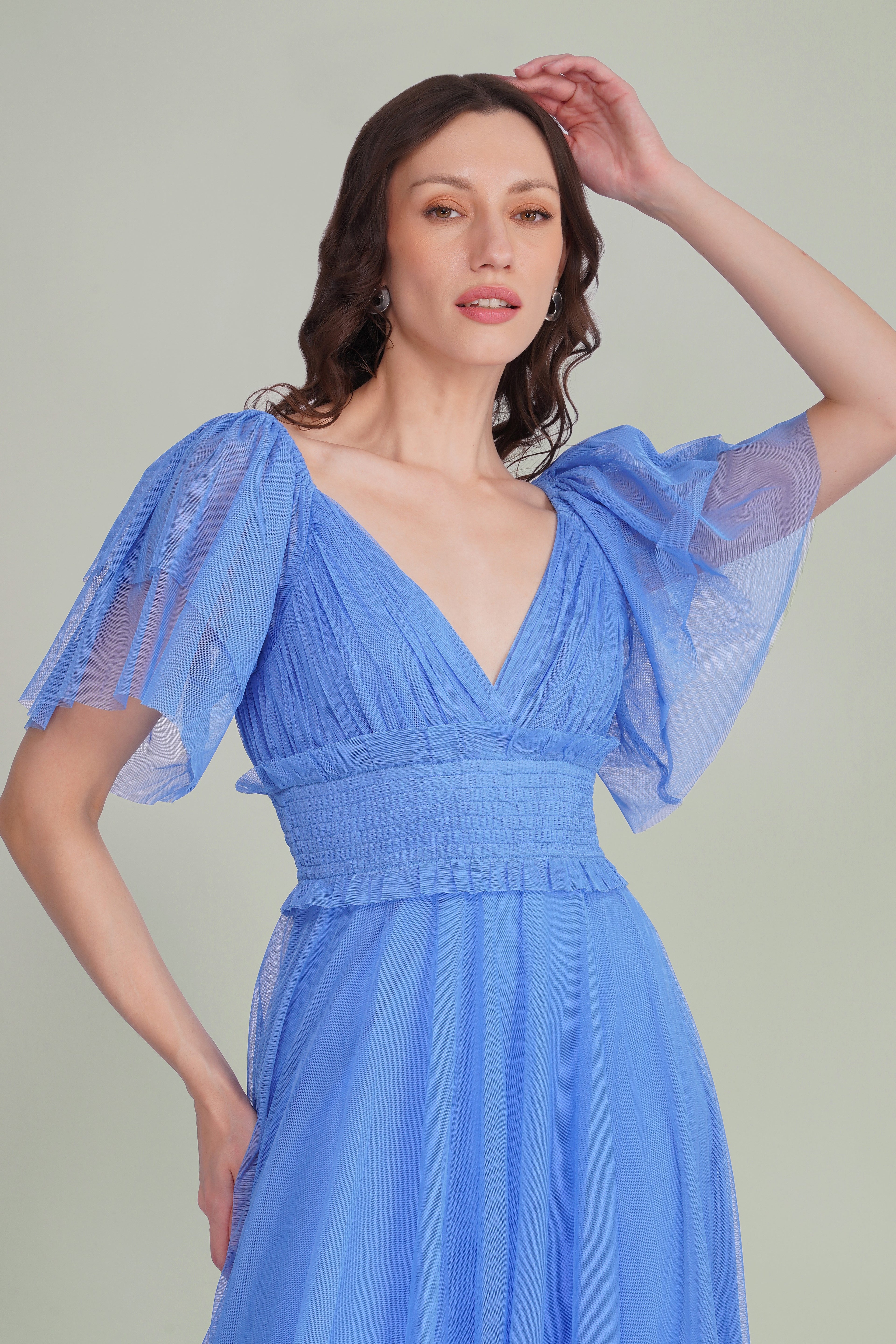 Shelby Tulle Maxi Dress in Marina Blue