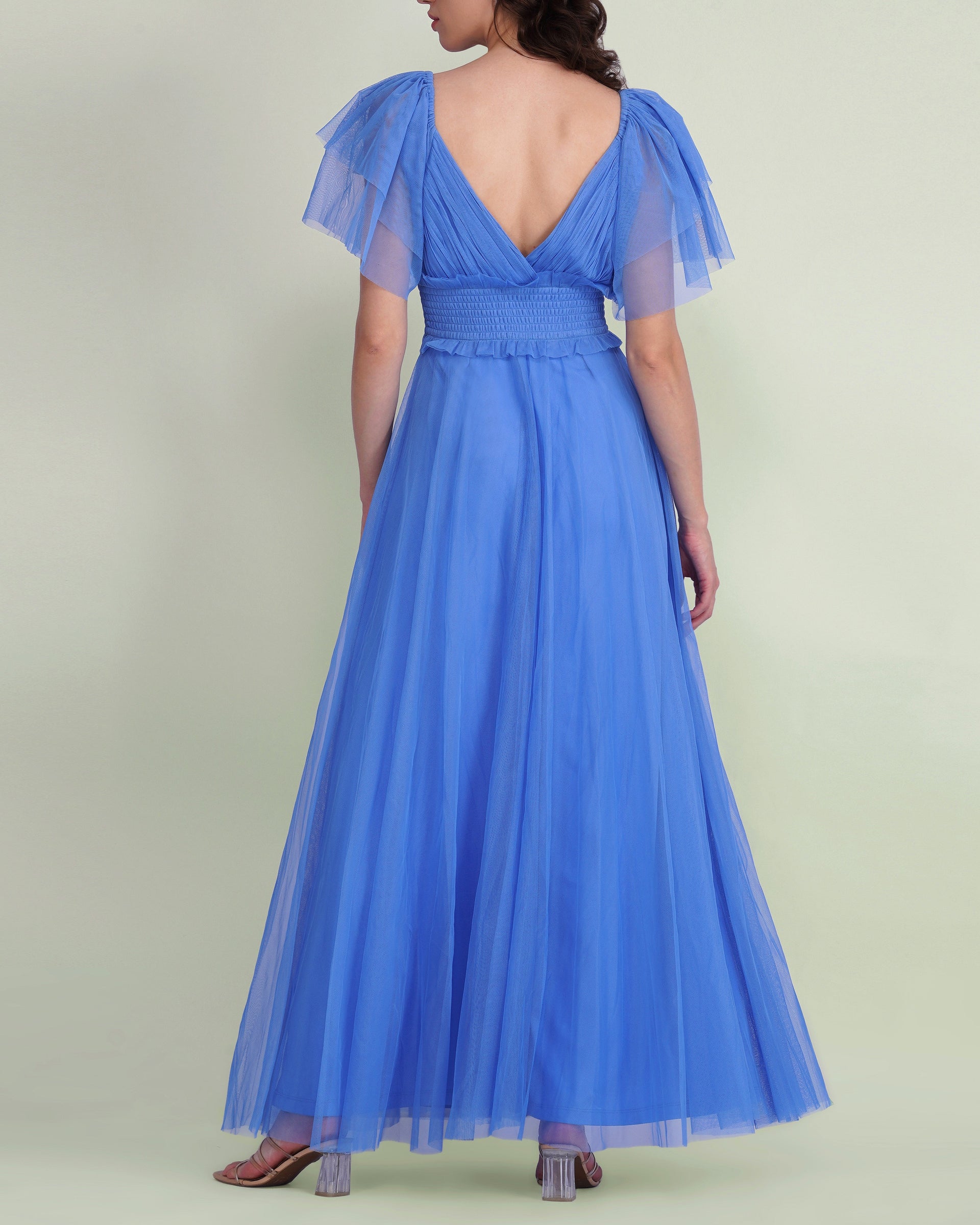 Shelby Tulle Maxi Dress in Marina Blue