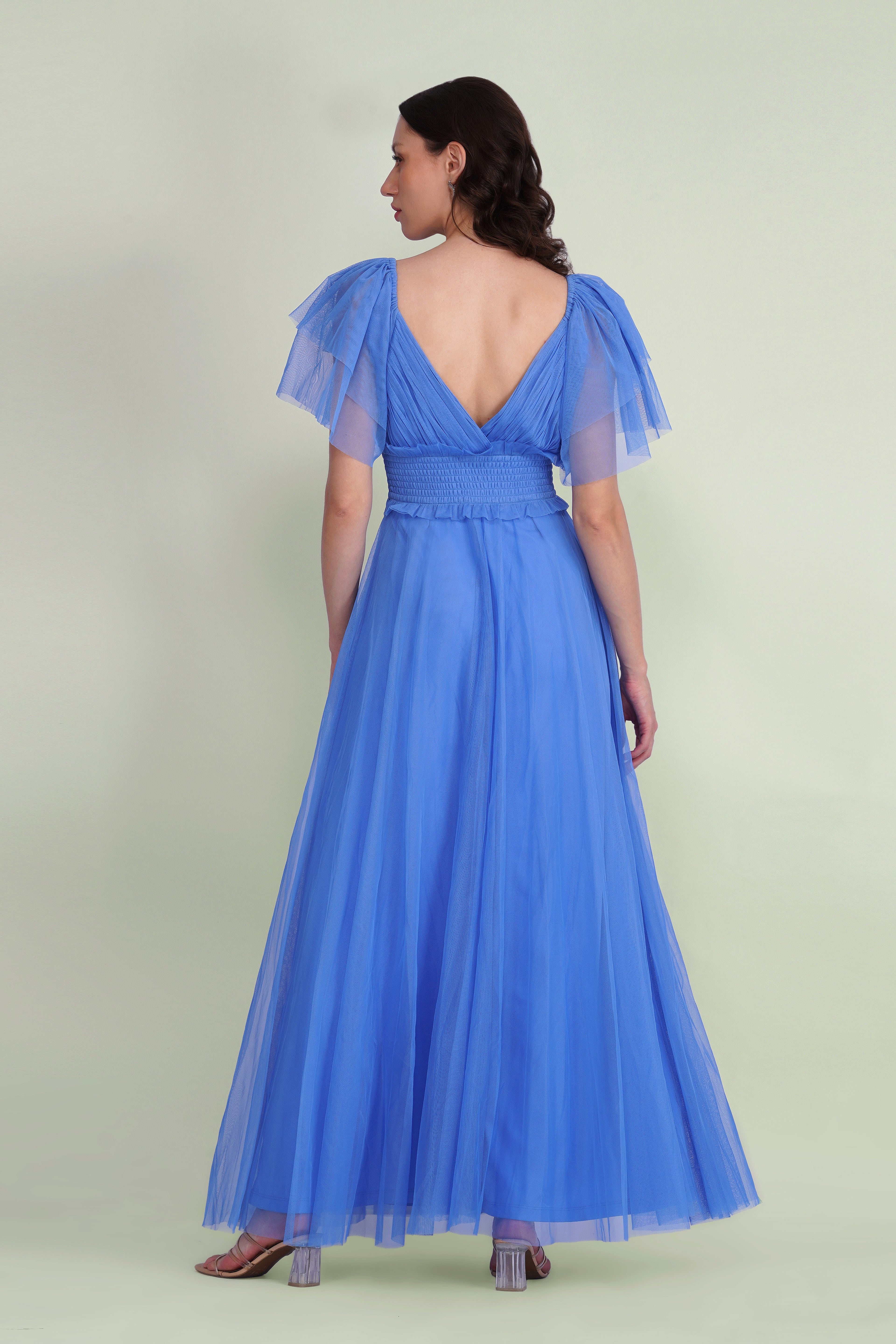 Shelby Tulle Maxi Dress in Marina Blue