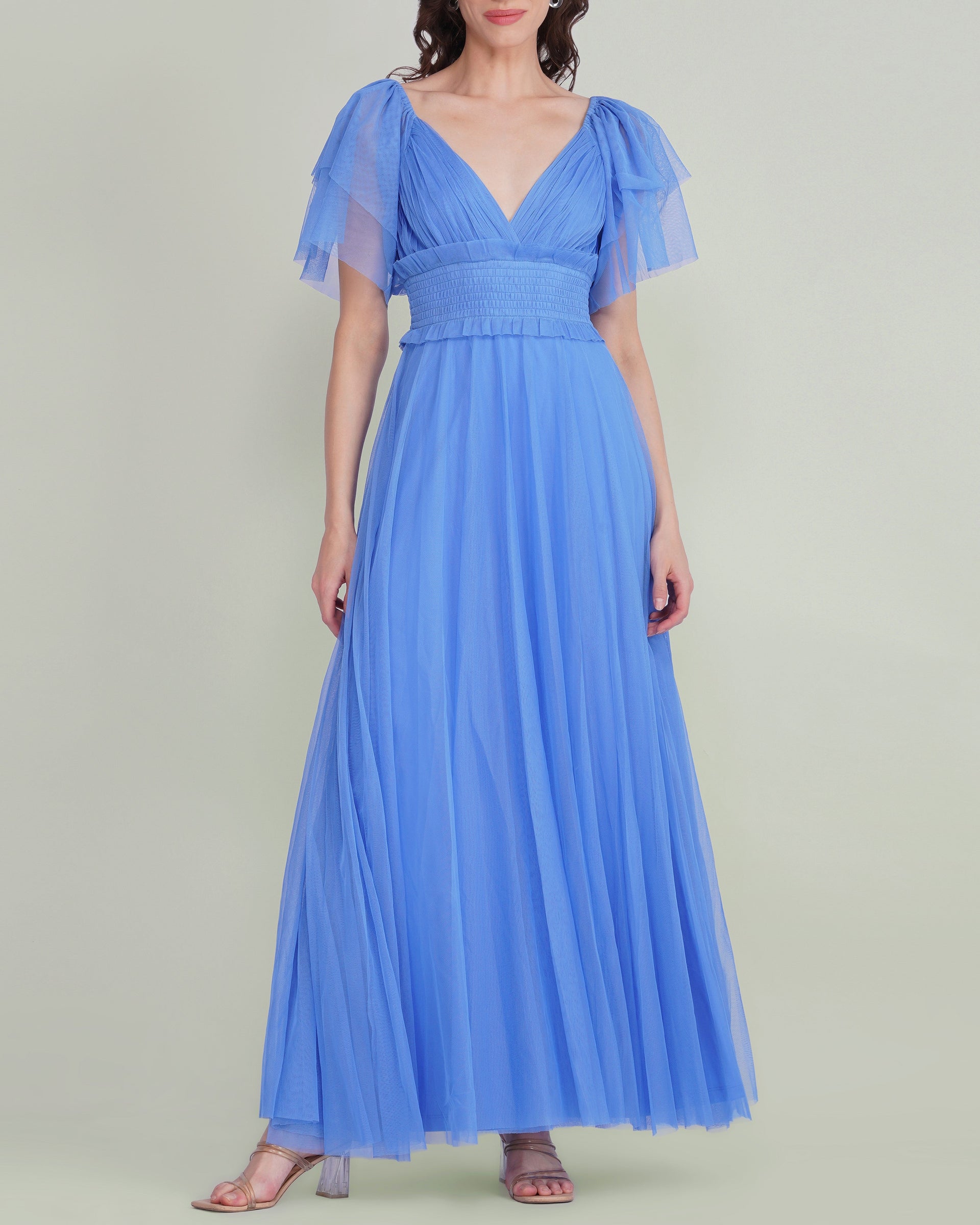 Shelby Tulle Maxi Dress in Marina Blue