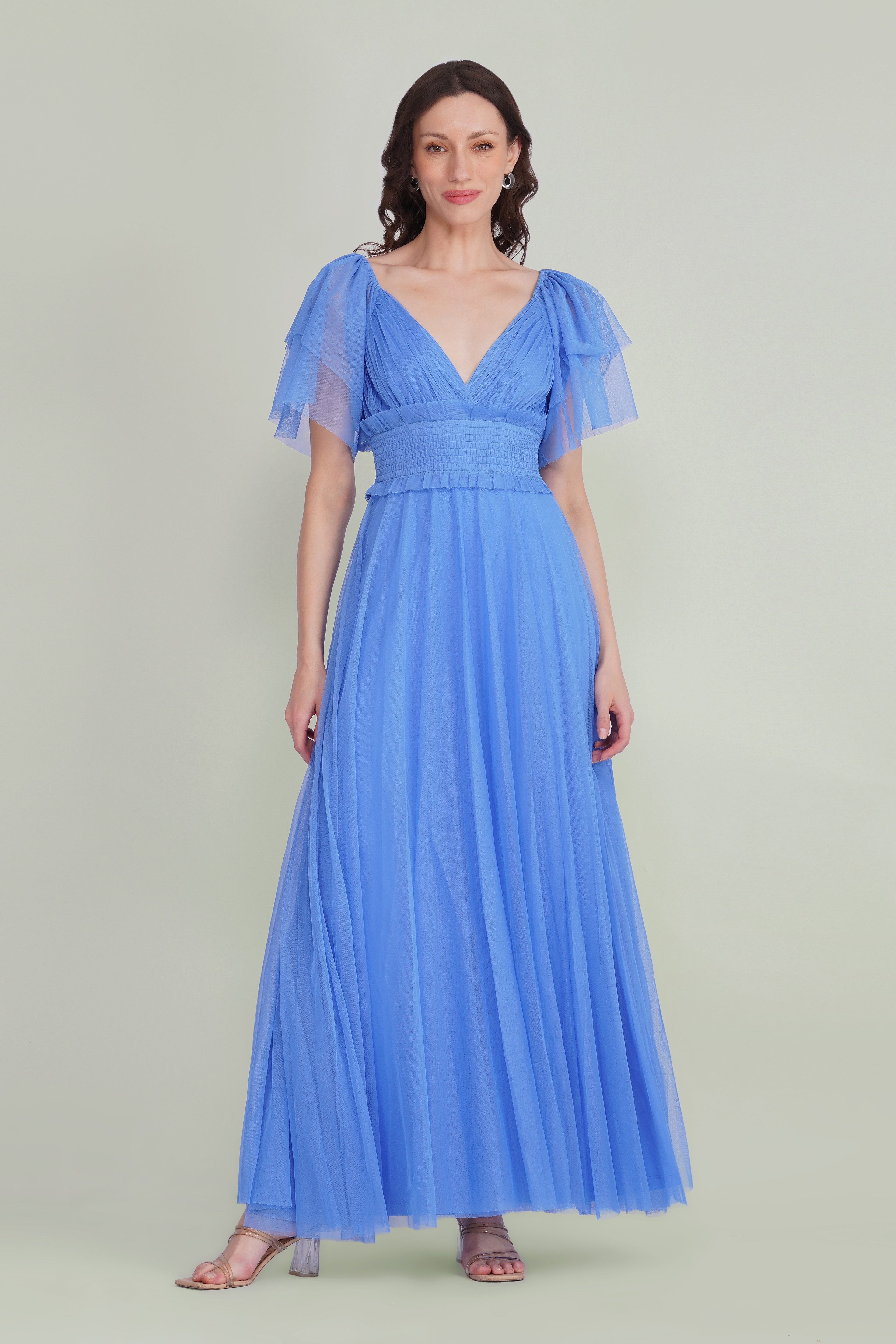 Shelby Tulle Maxi Dress in Marina Blue