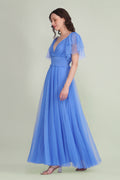 Shelby Tulle Maxi Dress in Marina Blue