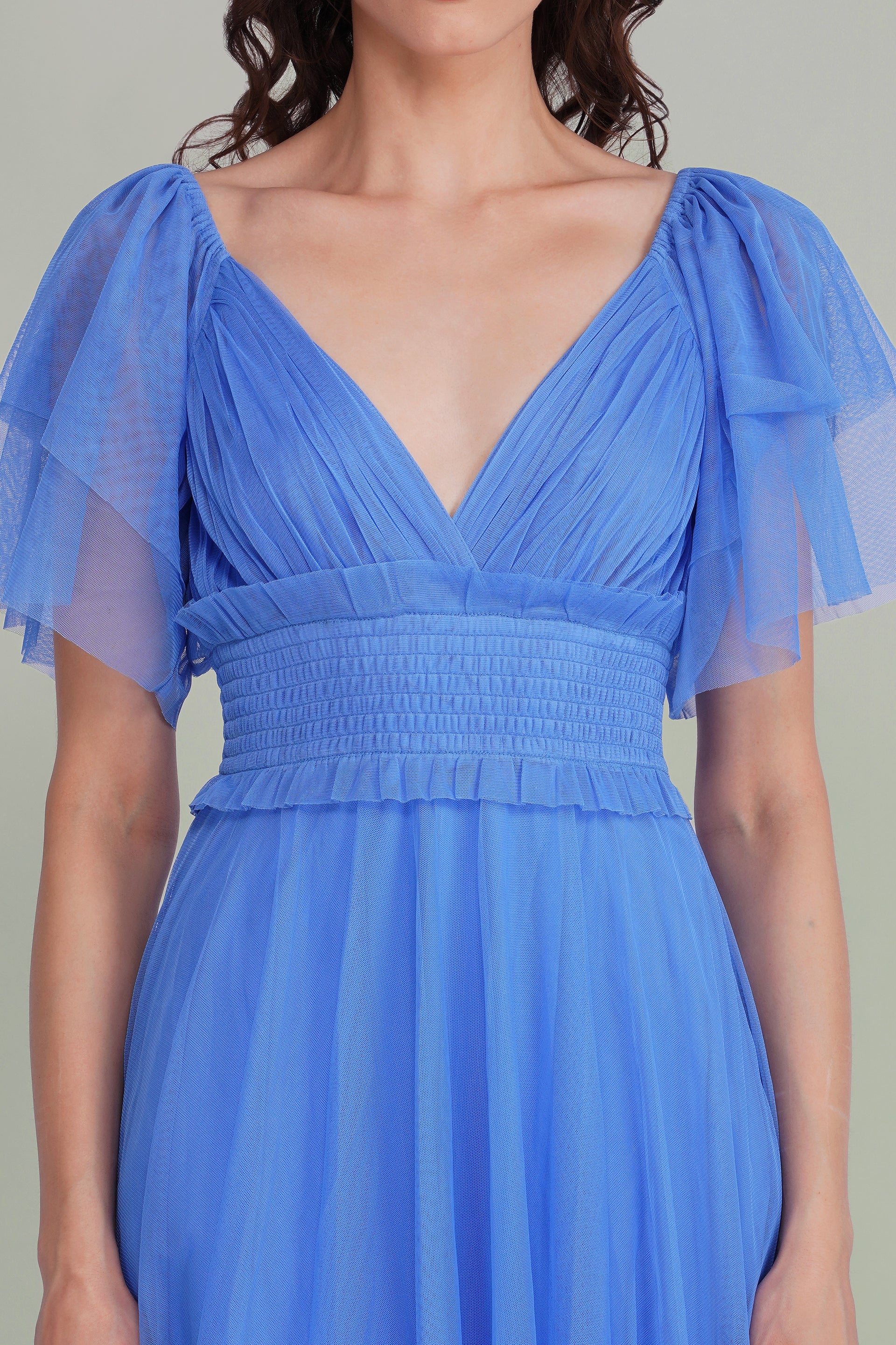 Shelby Tulle Maxi Dress in Marina Blue