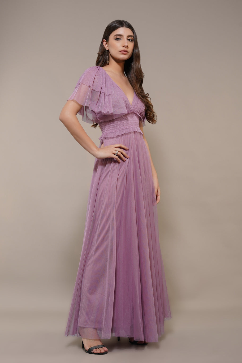 Shelby Tulle Maxi Dress in Dusty Lilac – Lace & Beads