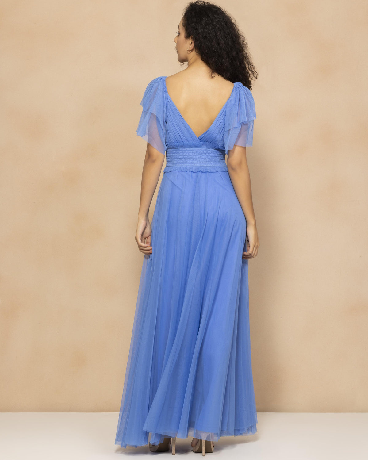 Shelby Tulle Maxi Dress in Marina Blue