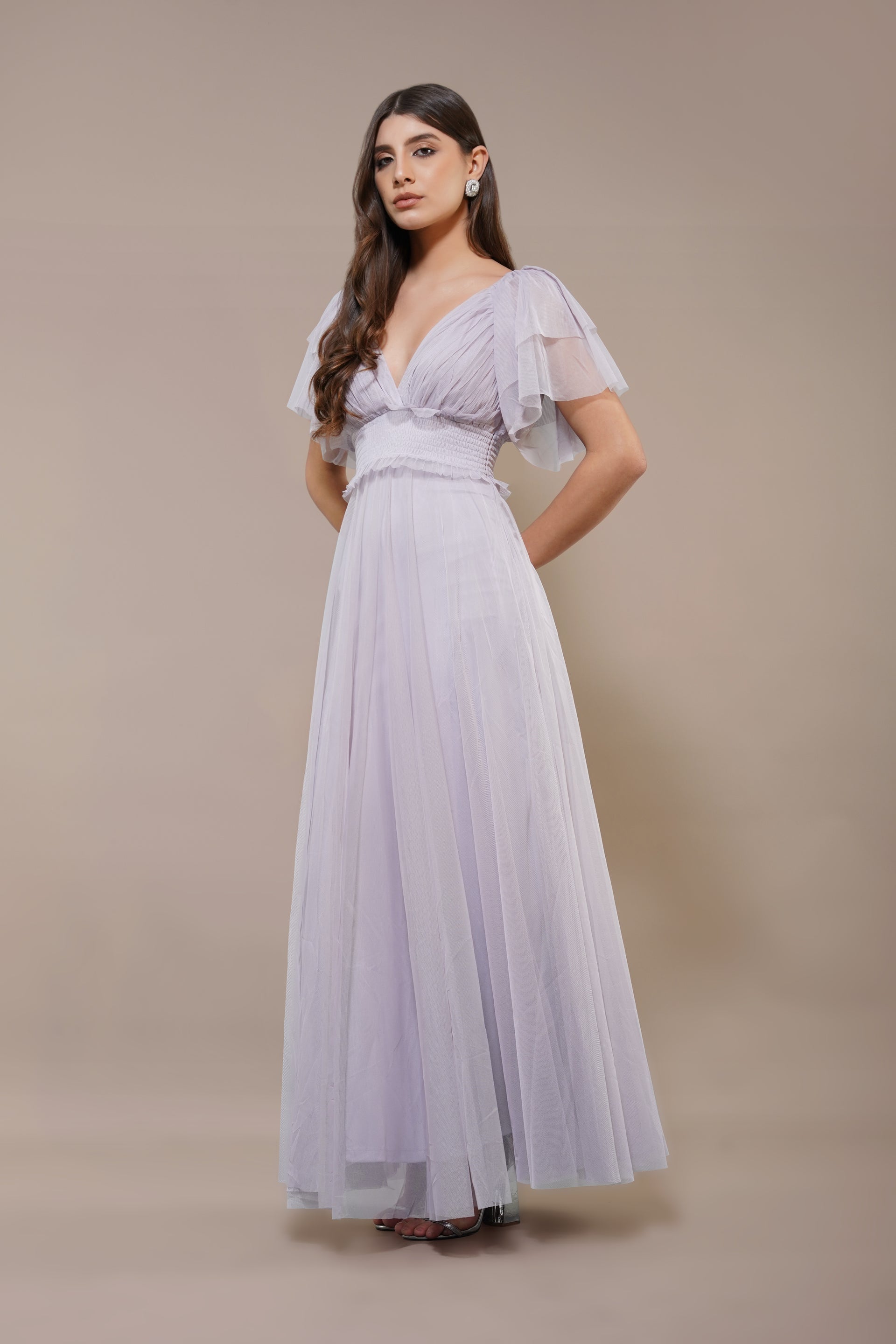 Shelby Tulle Lilac Maxi Dress
