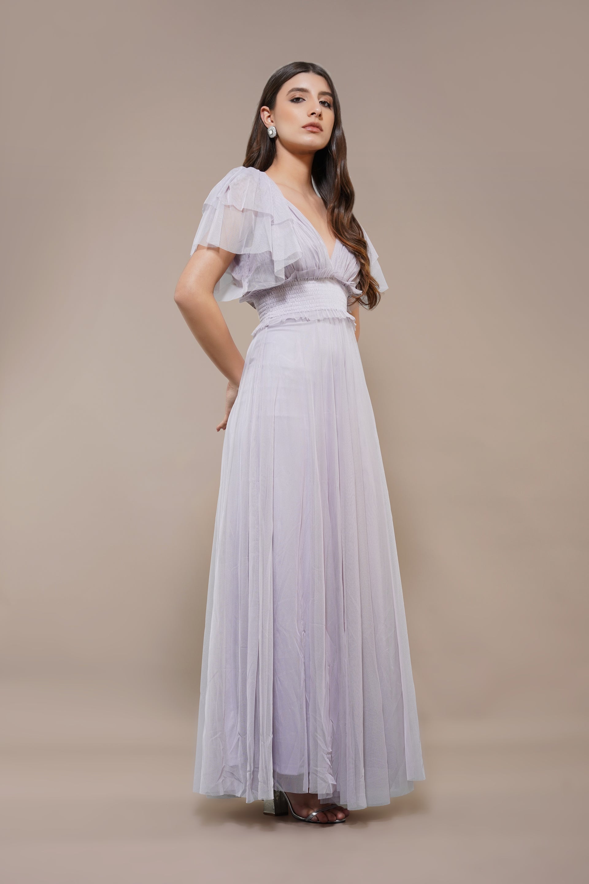 Shelby Tulle Lilac Maxi Dress
