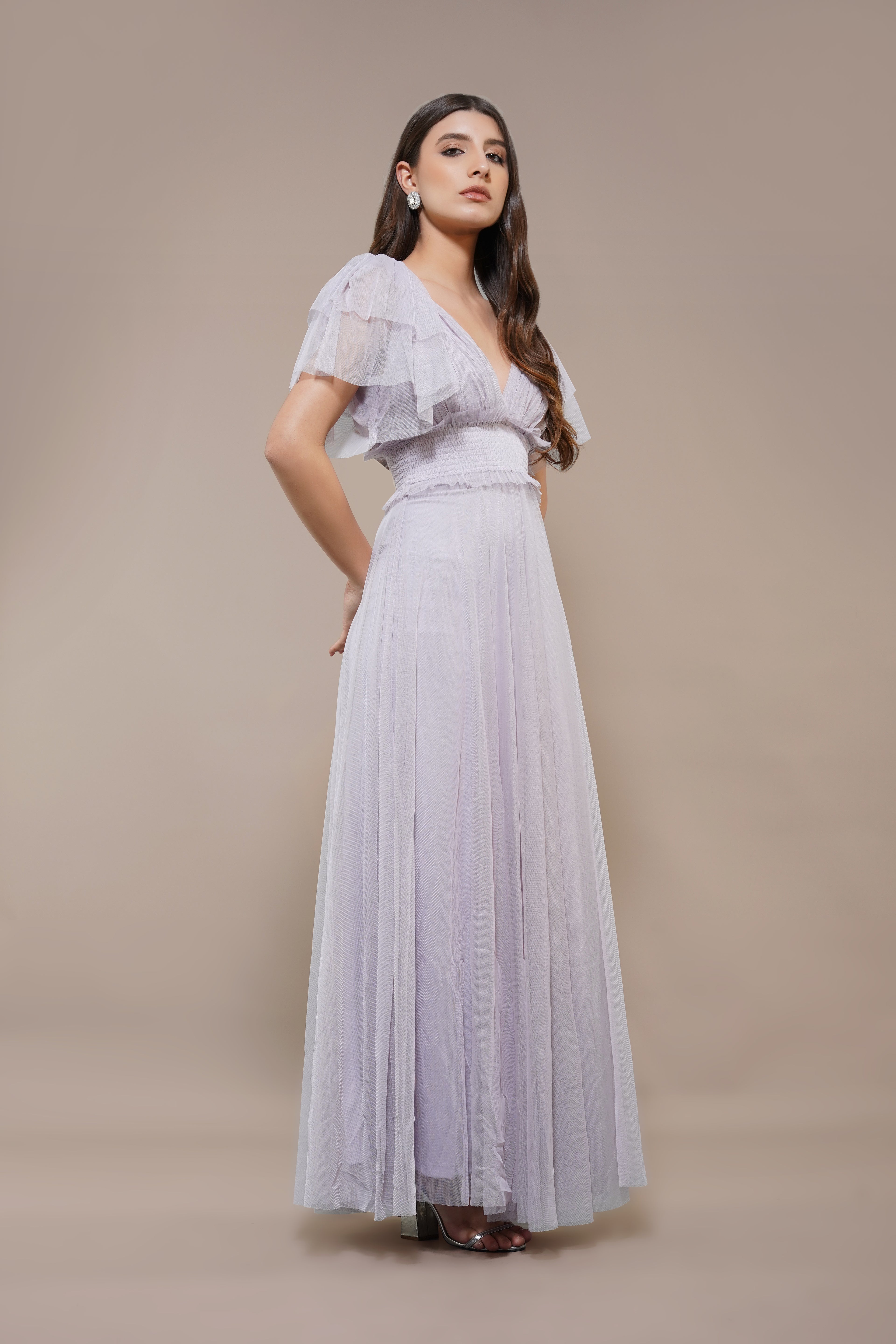 Shelby Tulle Lilac Maxi Dress