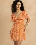 Shelby Tulle Mini Dress in Orange Camellia Print