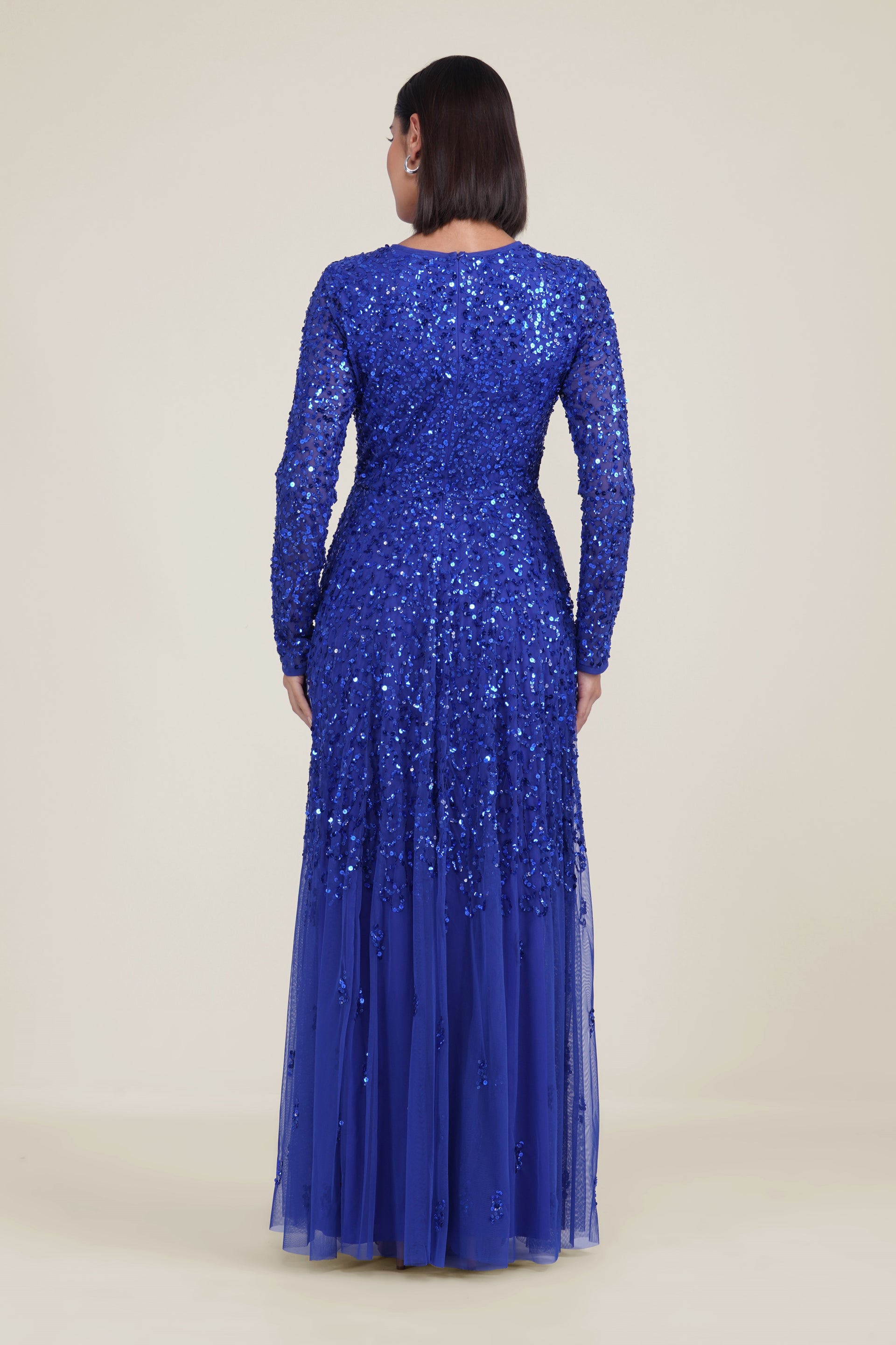 Sila Long Sleeve Embellished Maxi Dress in Royal Blue