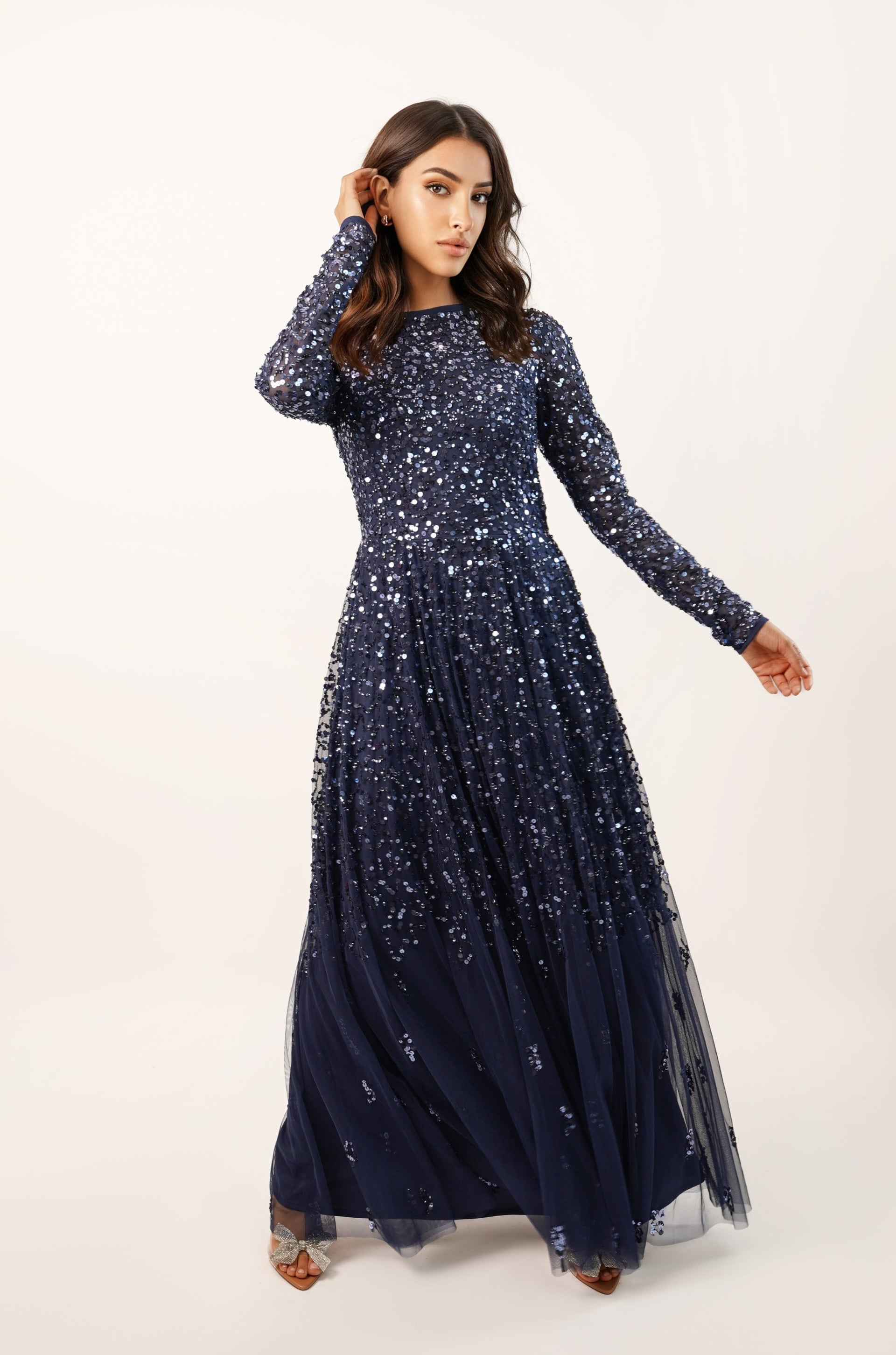 mock neck long sleeve mumu dress pink Kim Maxi – SEROYA Sky Blue prom dresses you can easily pair Simple black v neck Color:Rose*