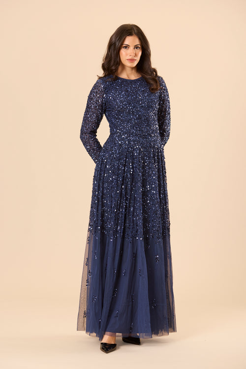 blue maxi bridesmaid dresses TDY Dusty Blue Maxi Infinity Dress main image 1