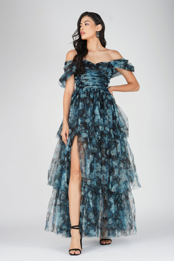 long blue dresses Beaded Floral Formal Dress Fitted Evening Mac Duggal 69022 – The pcat-174 Dress long boots online Rental Period:4
