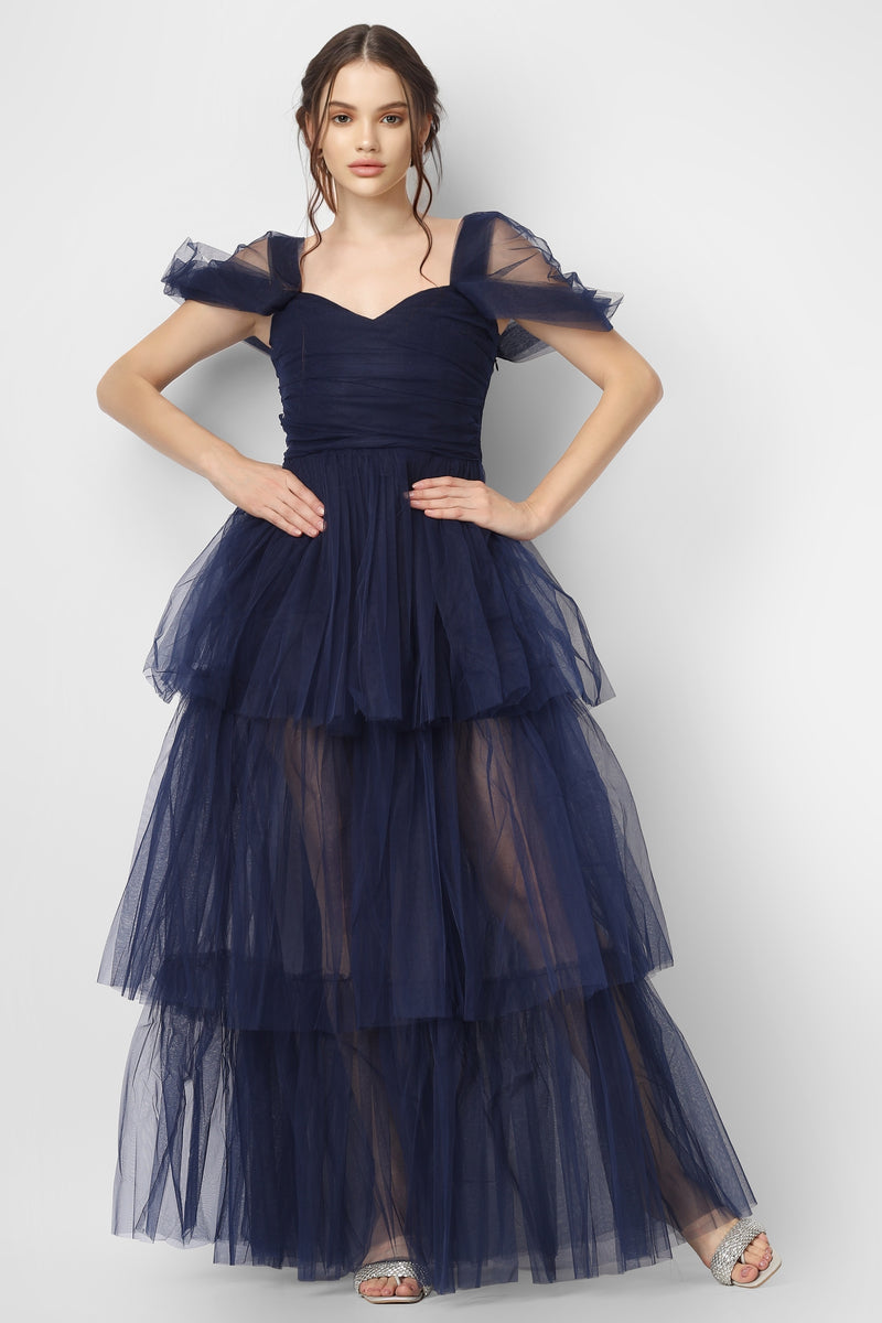 Sydney Galactic Cobalt Tulle Maxi Dress