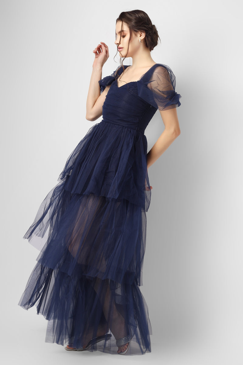 Sydney Galactic Cobalt Tulle Maxi Dress