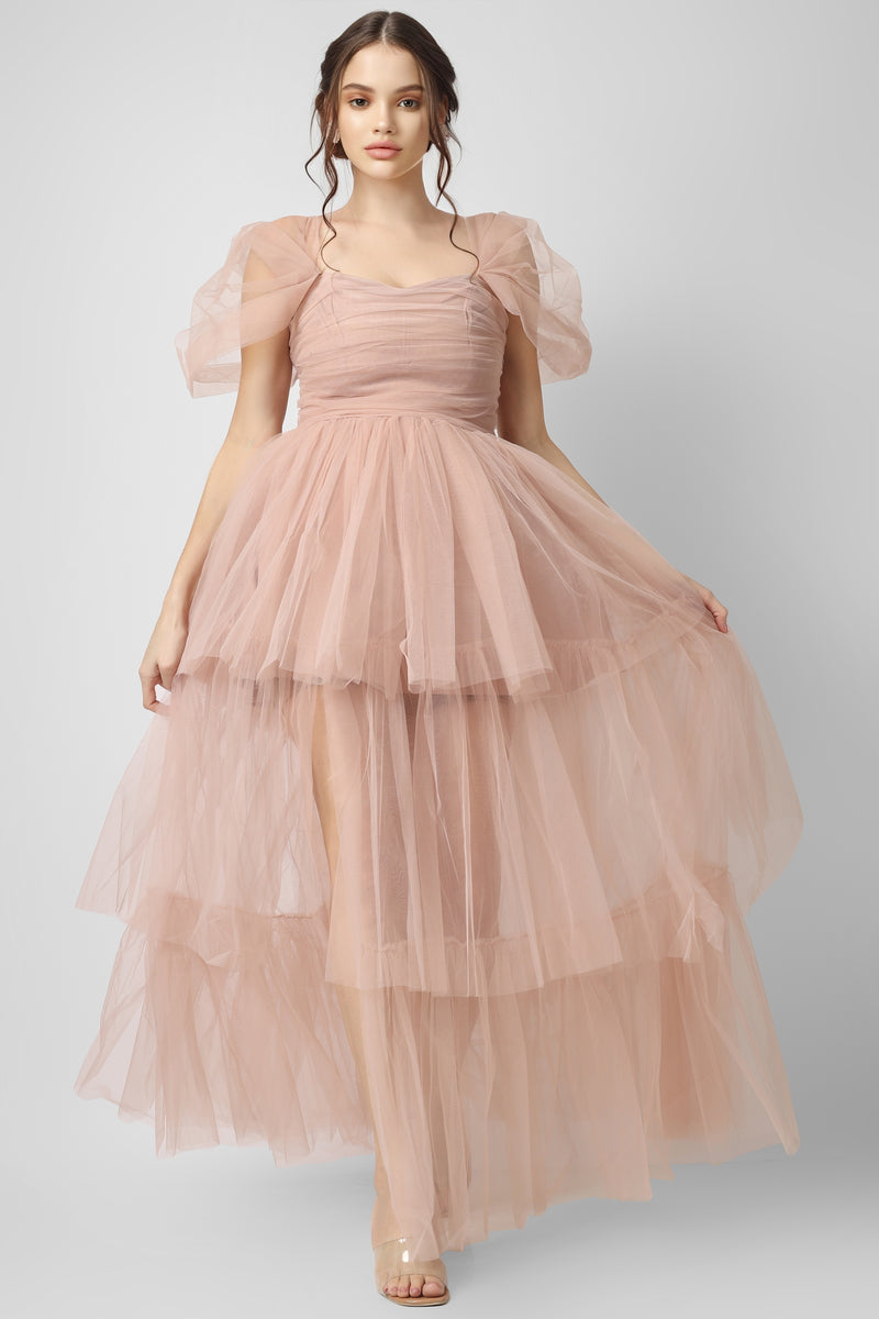 Sydney Pale Mauve Tulle Maxi Dress