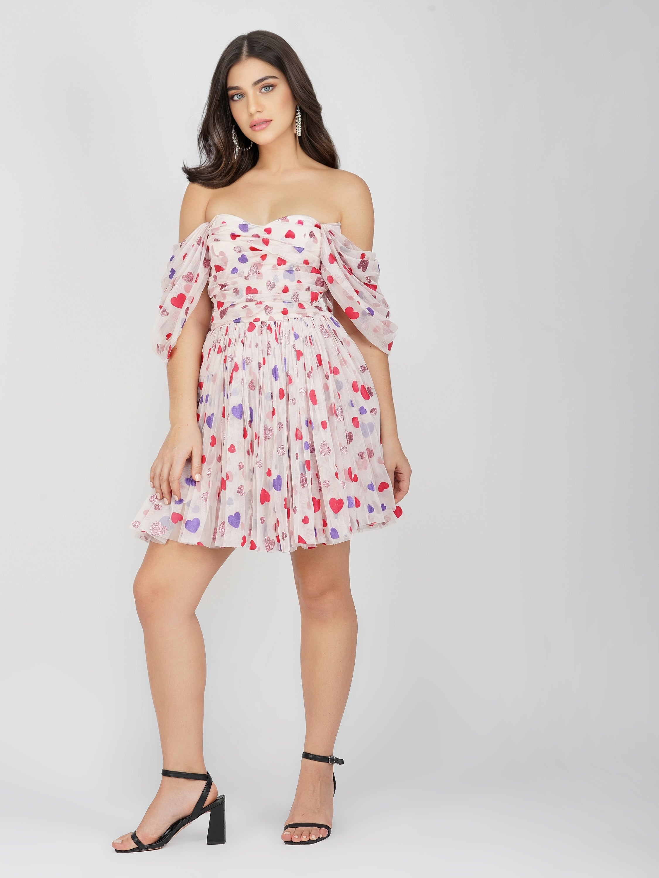 Sydney Rainbow Heart Mini Dress – Lace & Beads