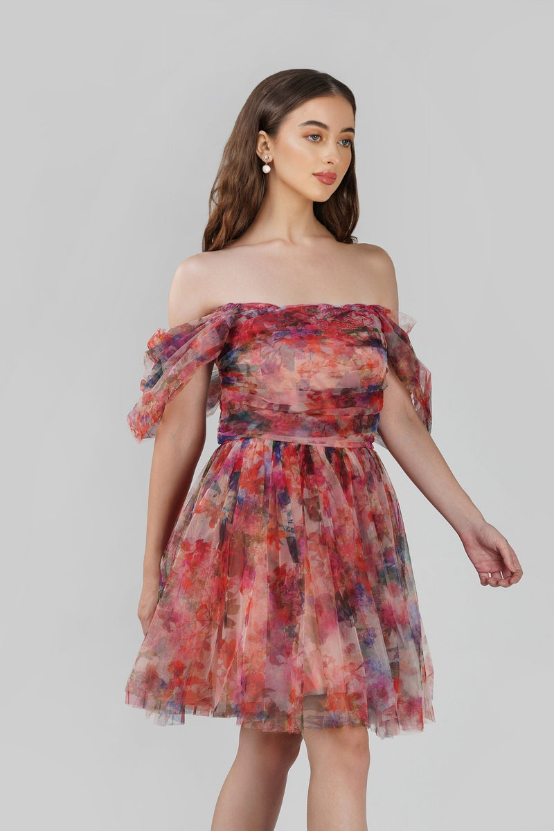 Sydney Mixed Floral Tulle Mini Dress